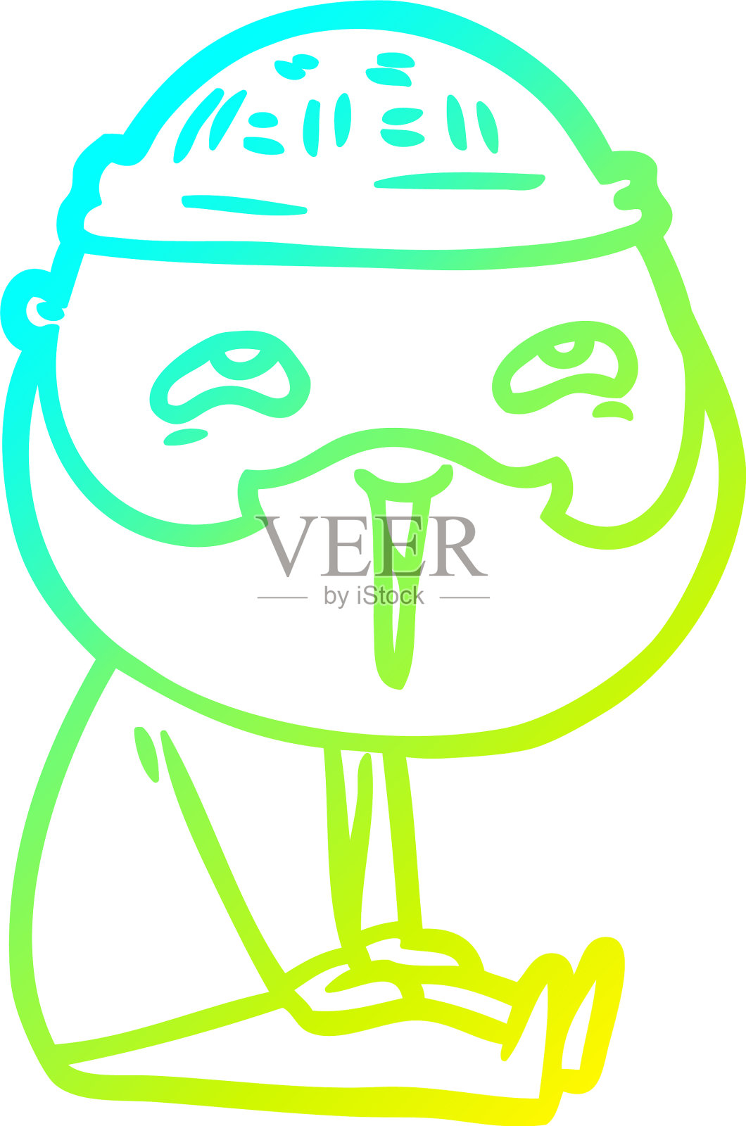 冷梯度线画卡通快乐大胡子设计元素图片