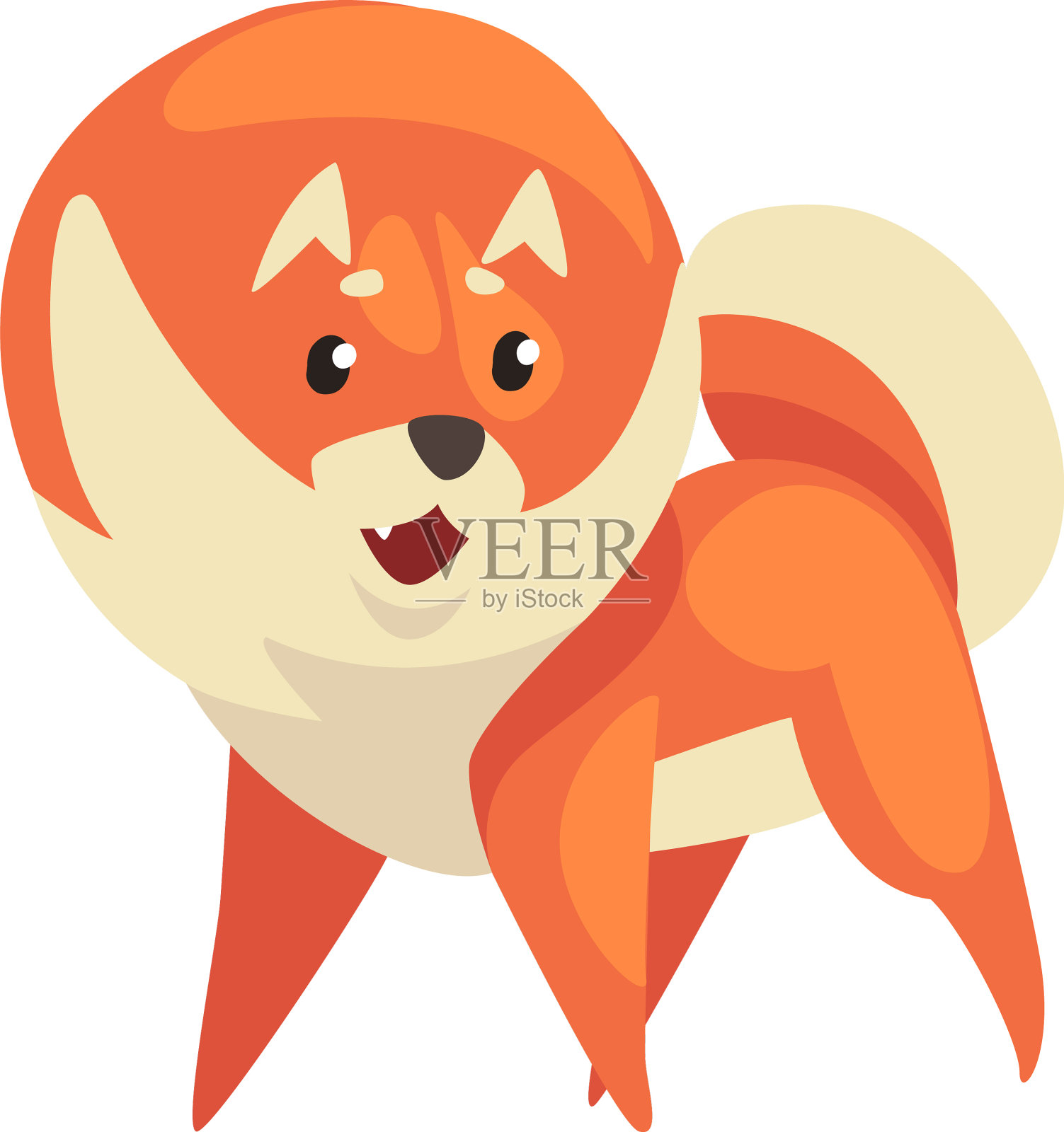 可爱有趣的博美犬斯帕斯宠物狗卡通设计元素图片