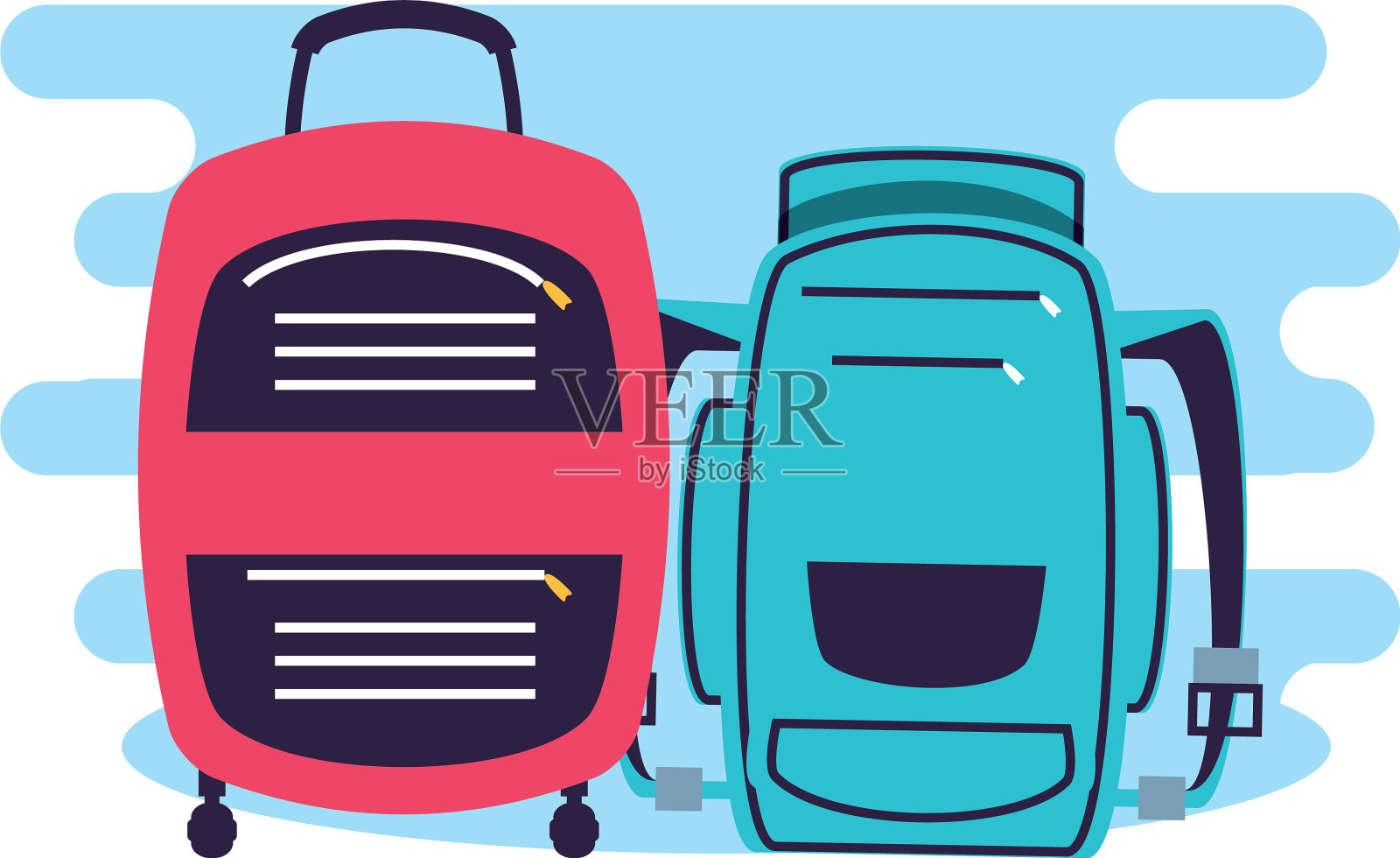 旅行箱装备与旅行袋设计元素图片