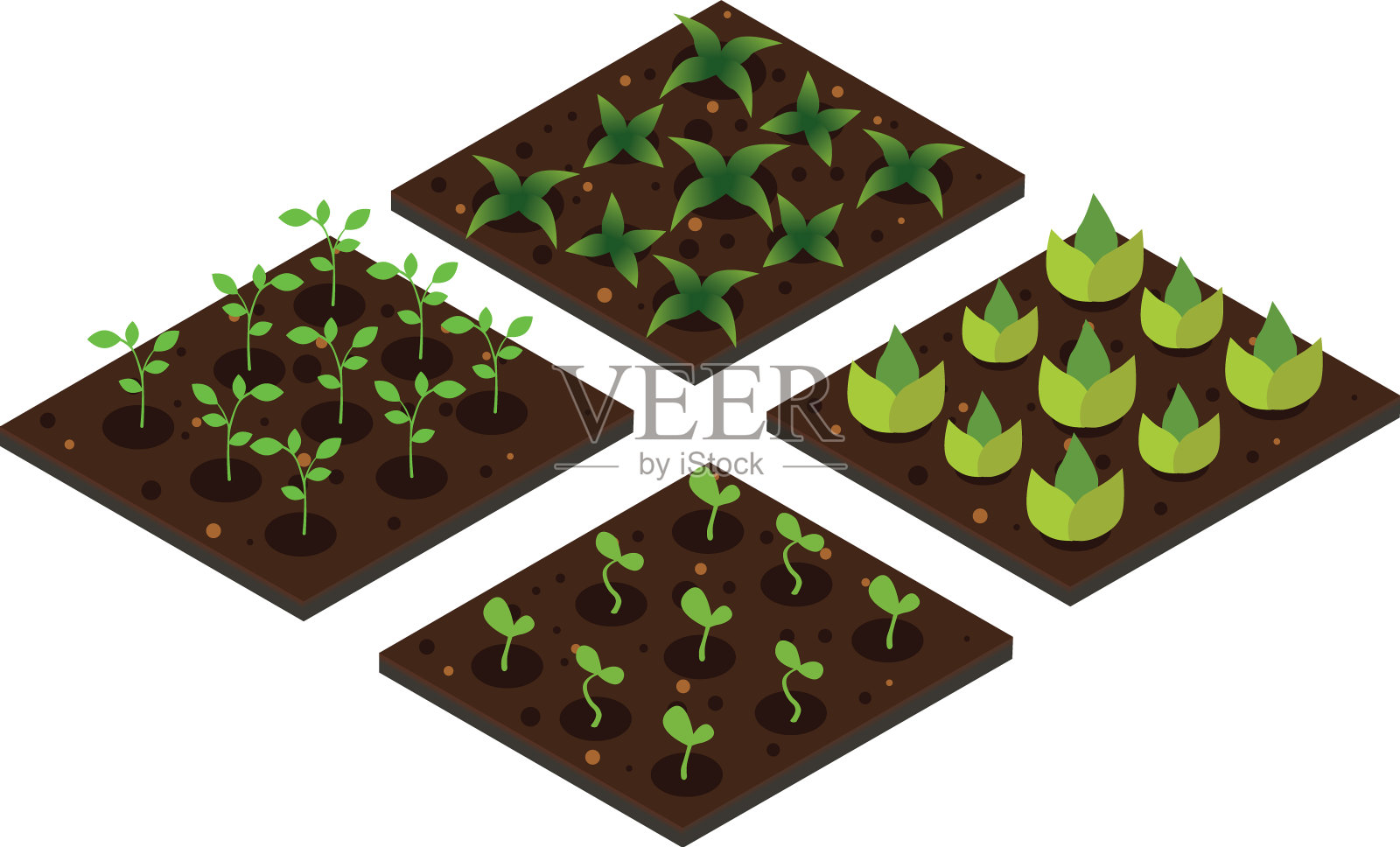 花园在春季等距图标设置图标素材