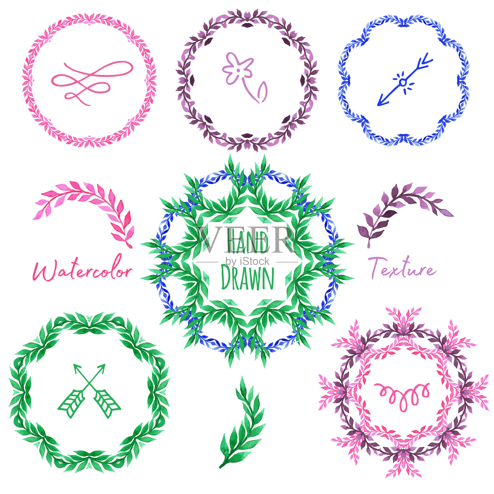 手绘集绿色生态有机素食设计元素图片