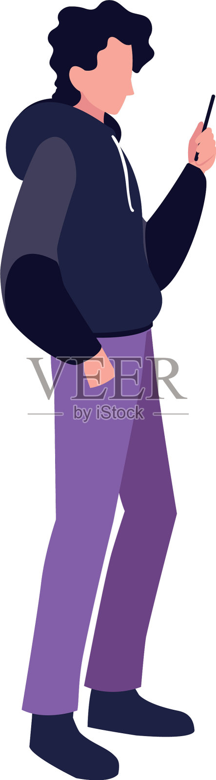 年轻人使用智能手机社交媒体设计元素图片