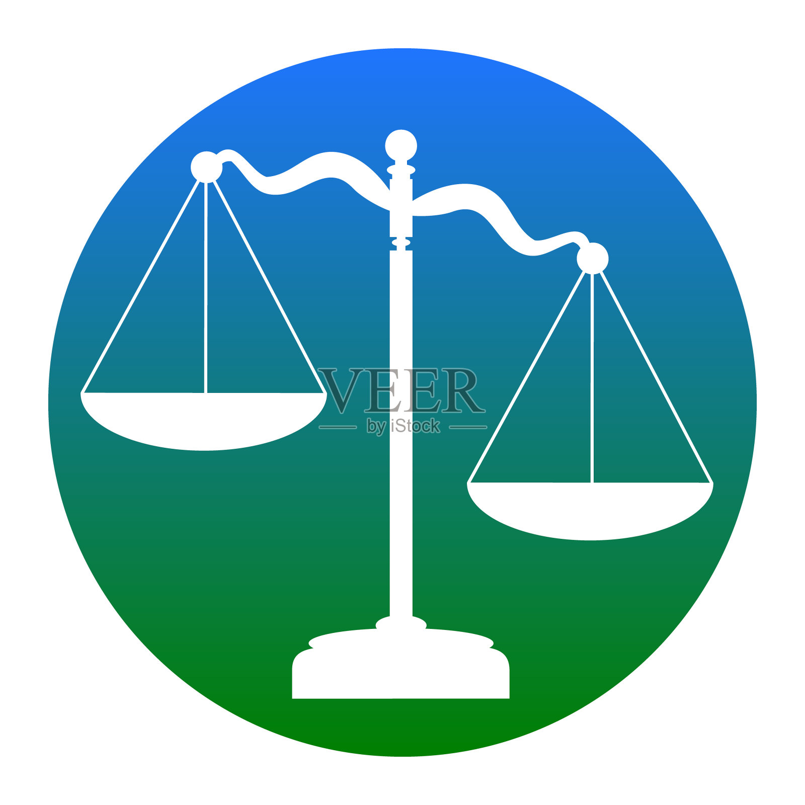 正义的天平上有白色的标志