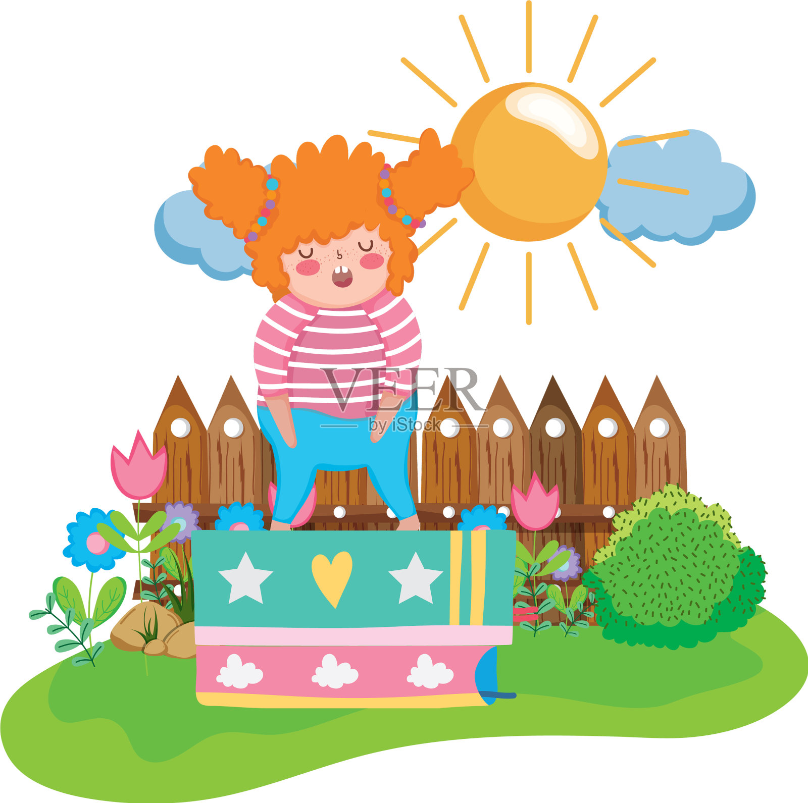 风景中的小胖妞设计元素图片