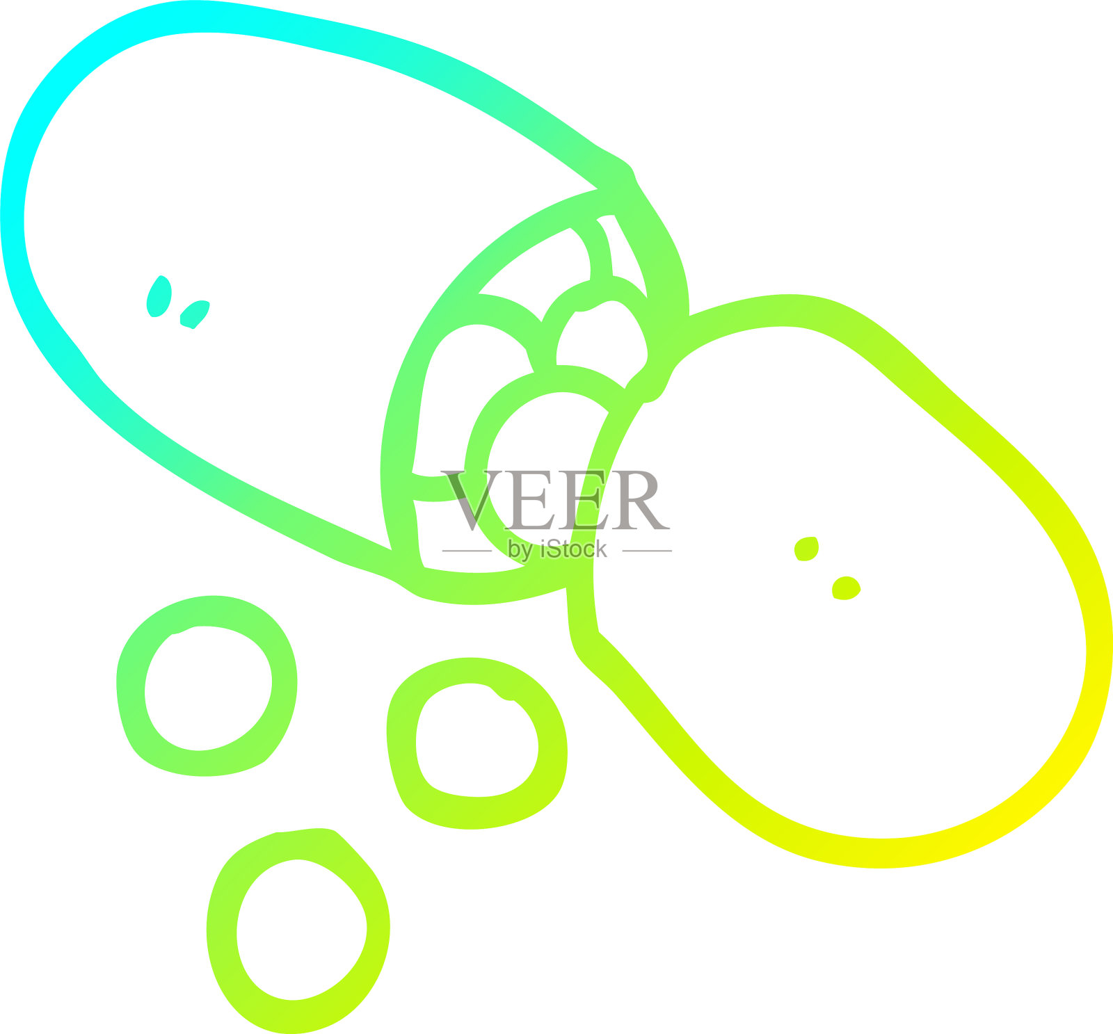 冷梯度线画卡通丸胶囊设计元素图片