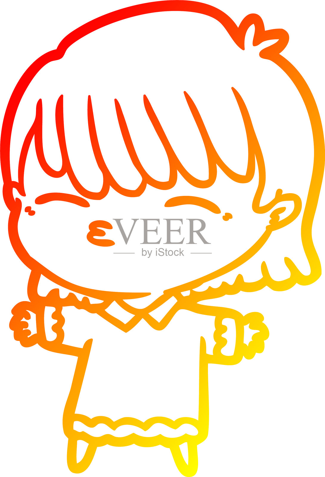 温暖的梯度线画卡通女人设计元素图片