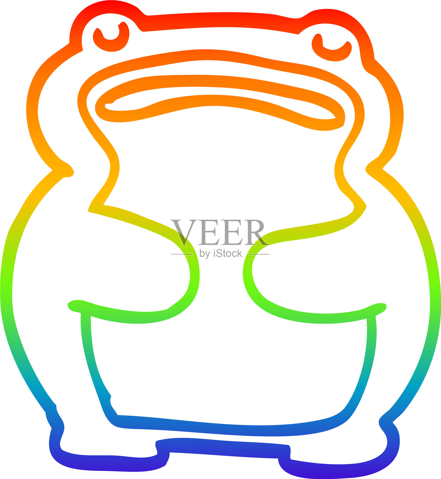 彩虹渐变线画卡通青蛙设计元素图片