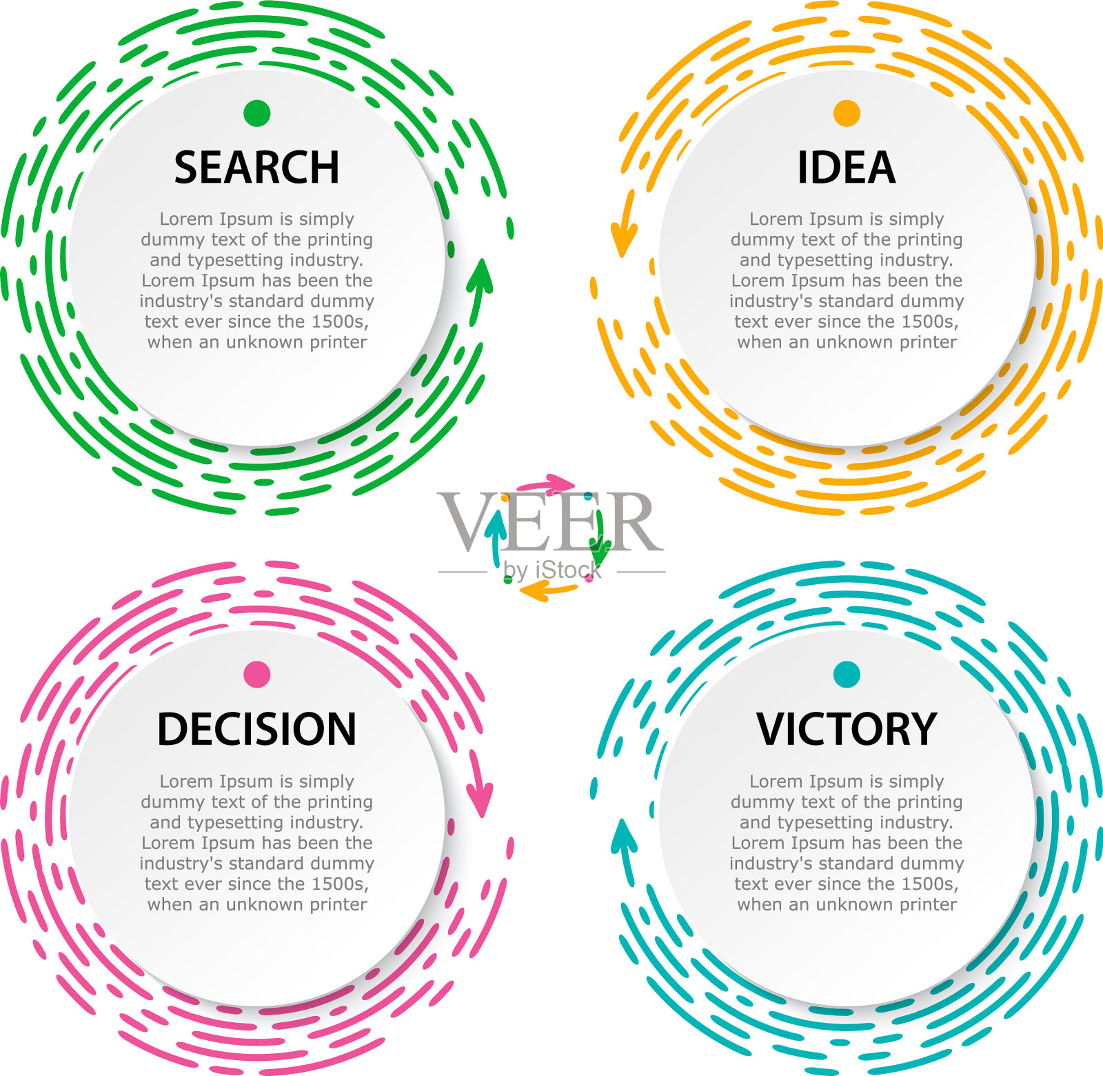 设置圆形信息图亮粉绿蓝设计模板素材