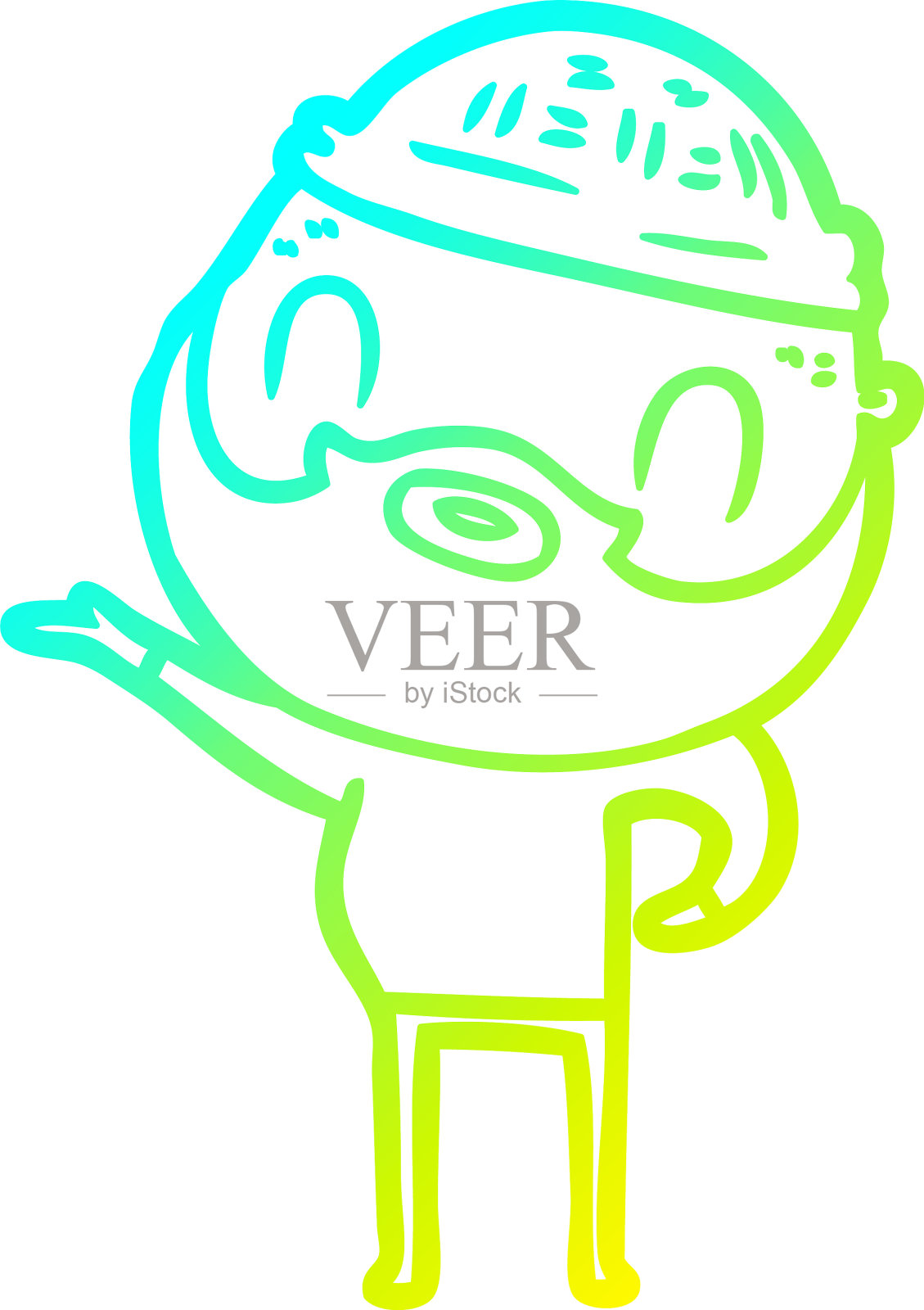 冷梯度线画卡通大胡子男人设计元素图片