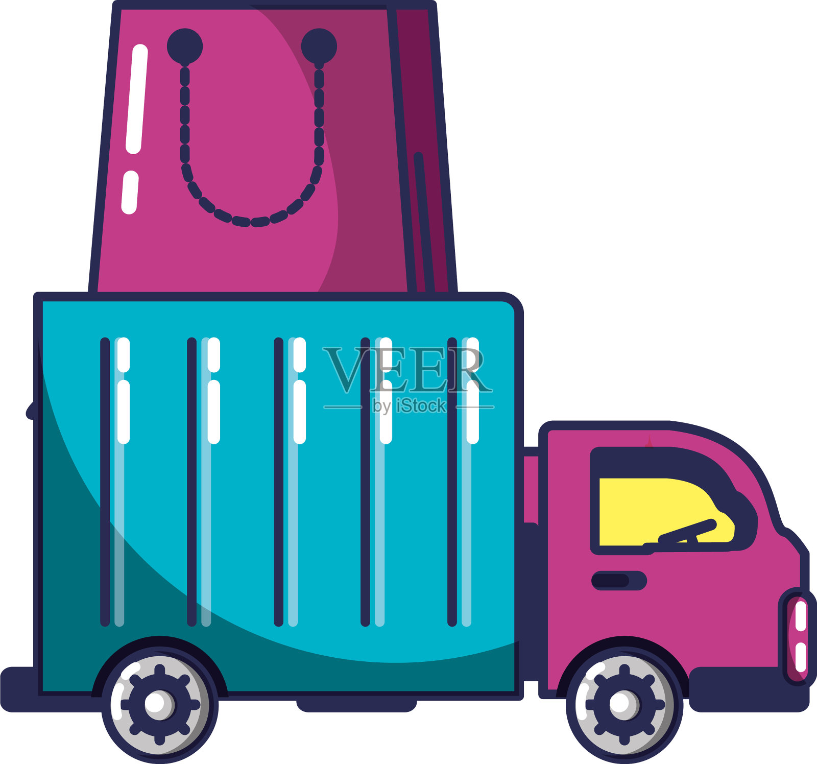 载货卡车用购物袋运输设计元素图片