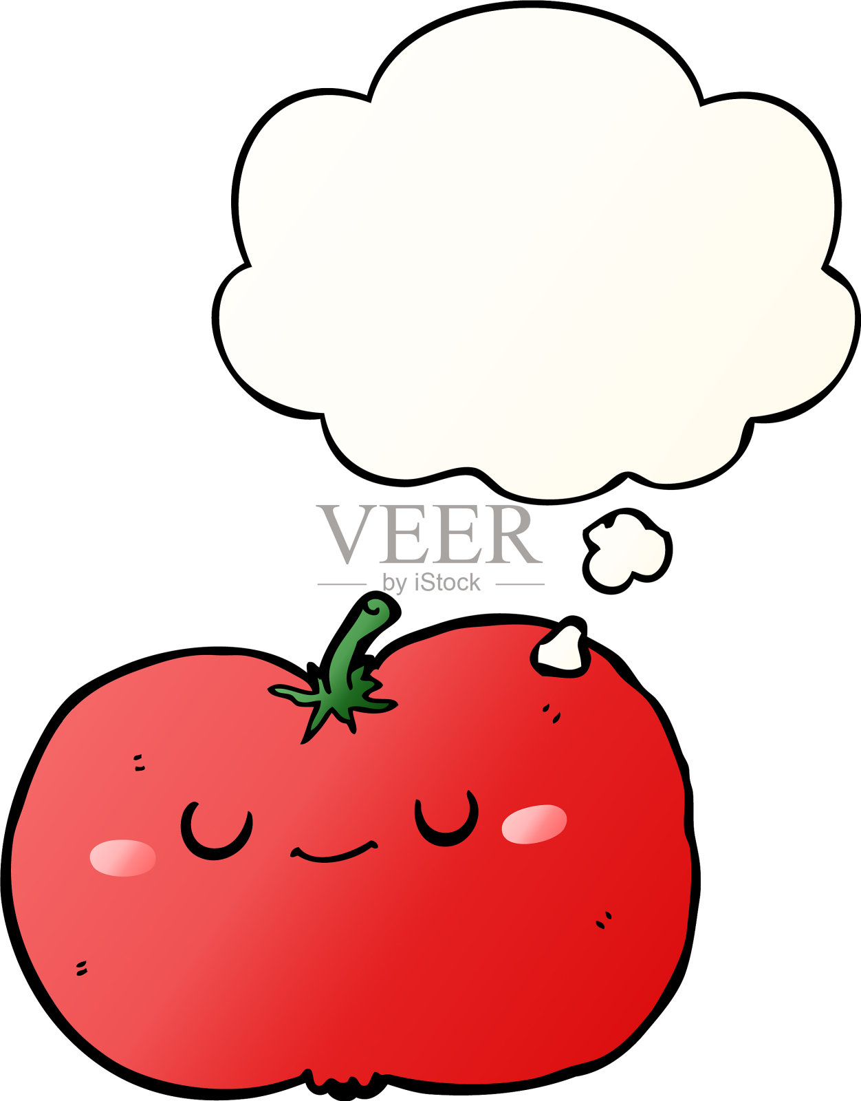 卡通苹果和思想泡沫在顺利设计元素图片