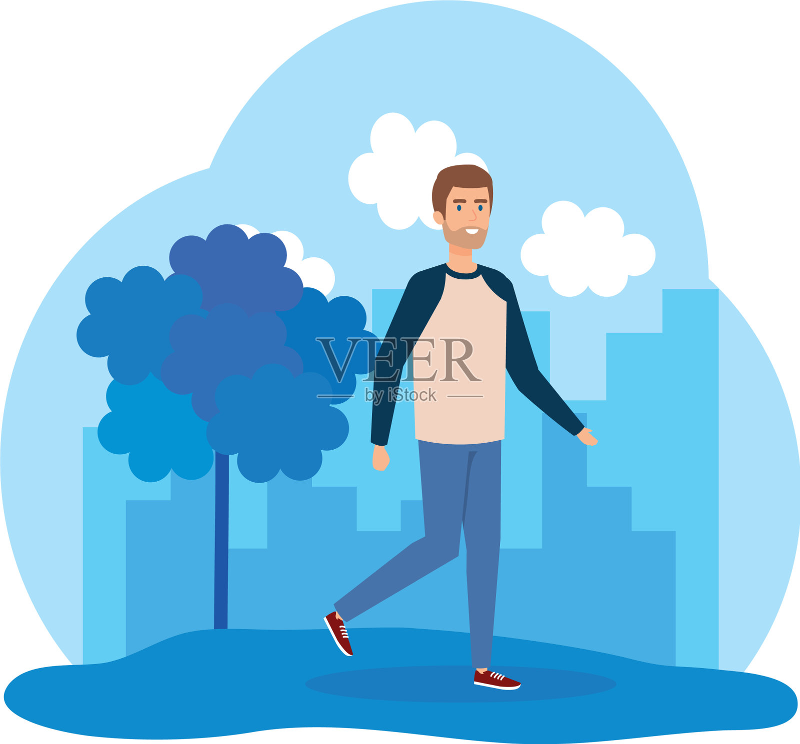 行走的年轻人设计元素图片