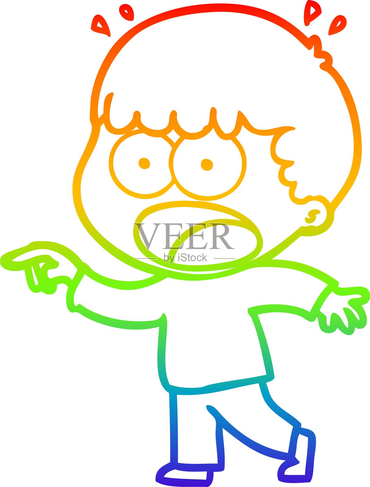 彩虹梯度线画漫画震惊男人设计元素图片