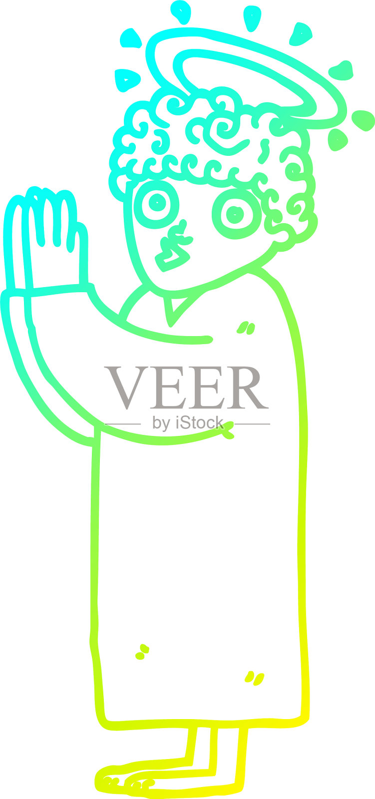 冷梯度线绘制卡通天使设计元素图片