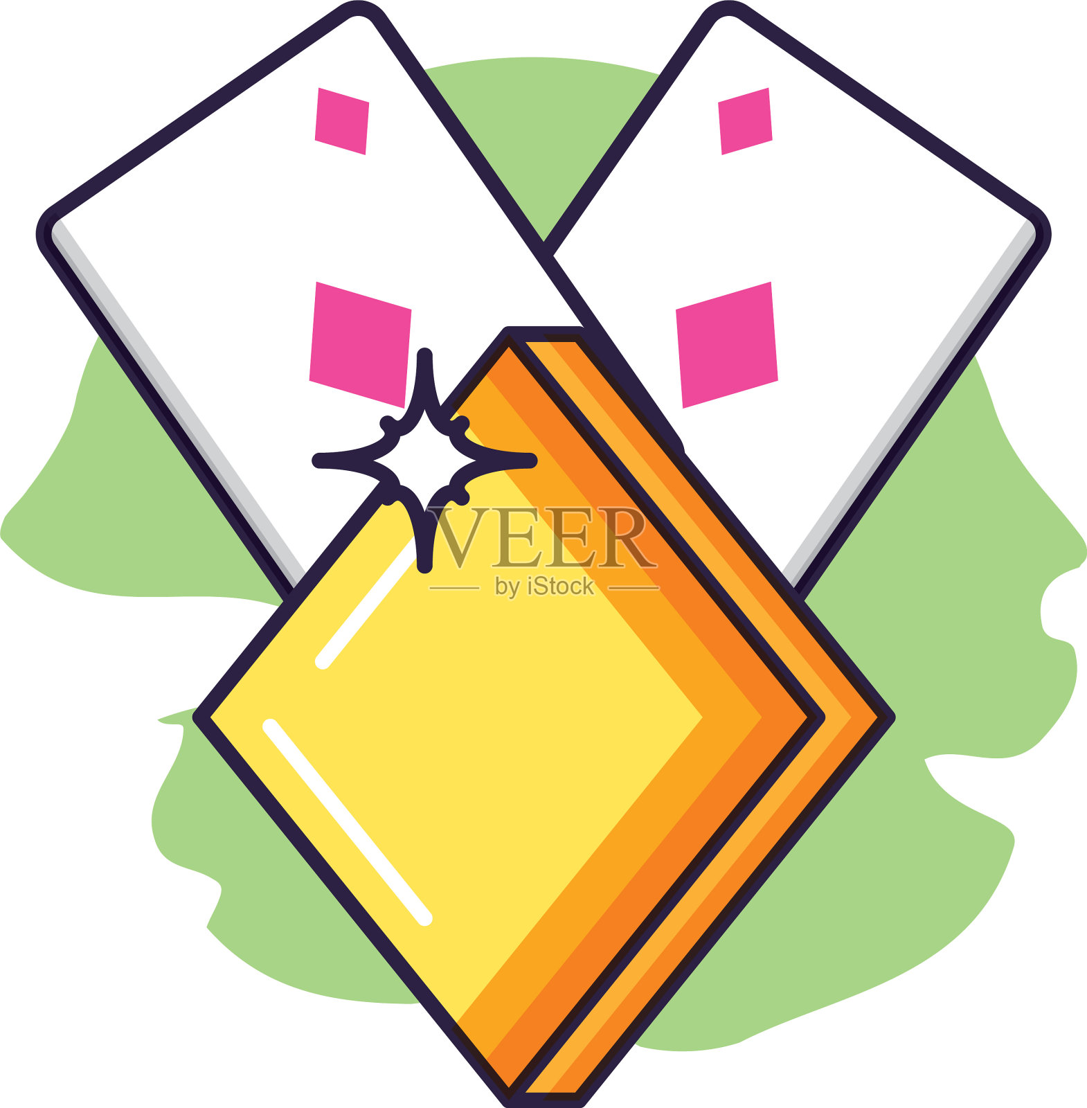 扑克赌场游戏卡与钻石石设计元素图片