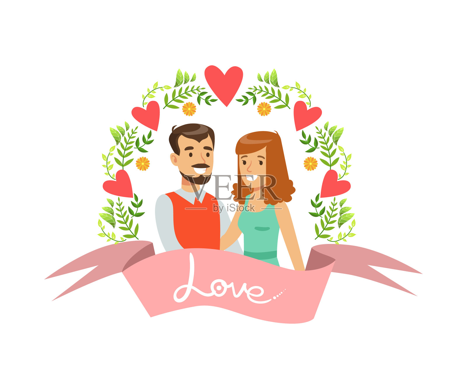 在花框里的幸福情侣设计元素图片
