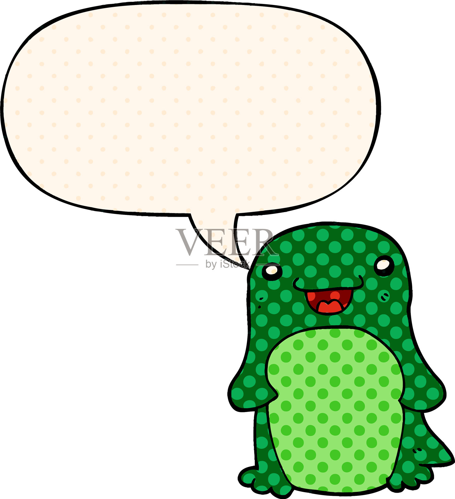 漫画书中的卡通企鹅和语音泡泡设计元素图片