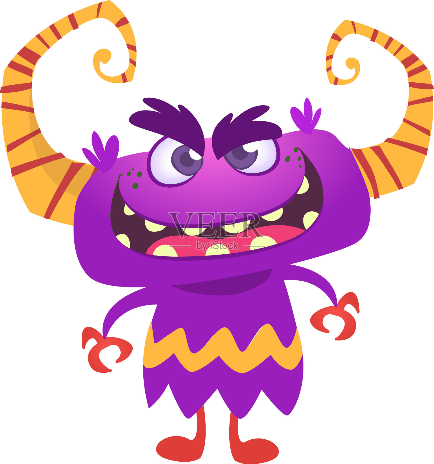 愤怒的长着角的卡通怪物设计元素图片