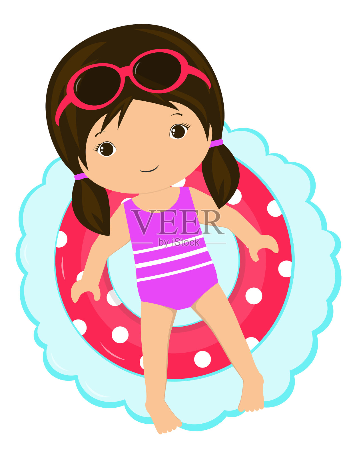 小女孩游泳救生圈设计元素图片