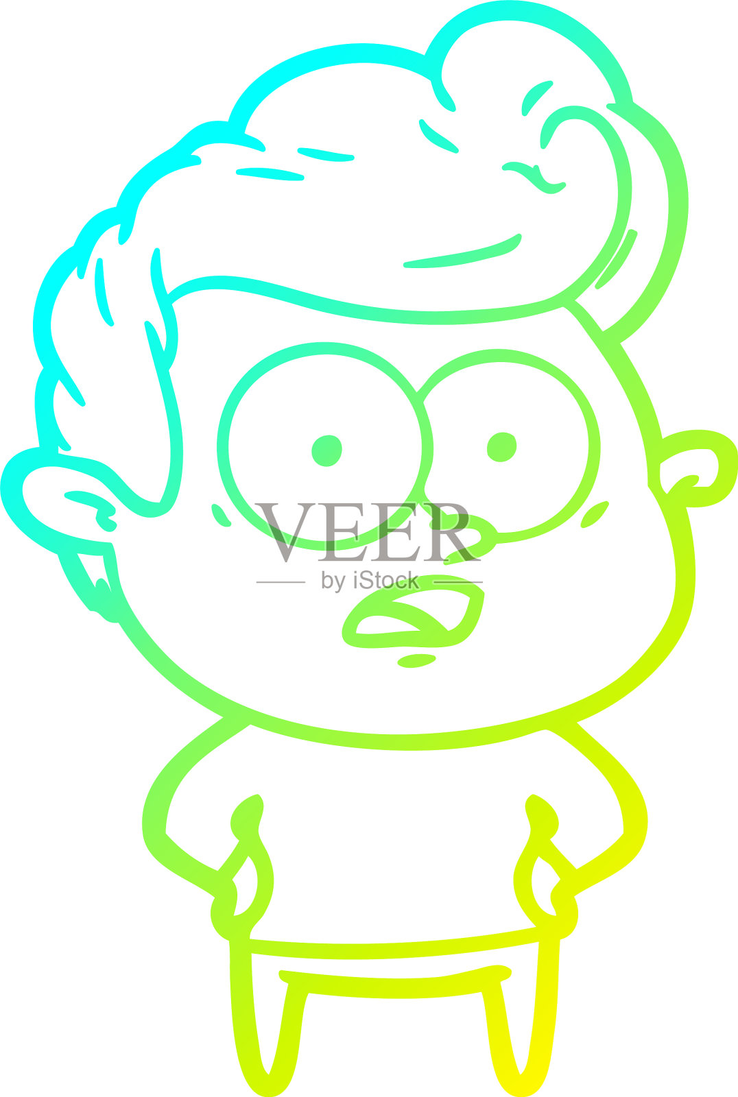 冷斜线画卡通瞪人设计元素图片