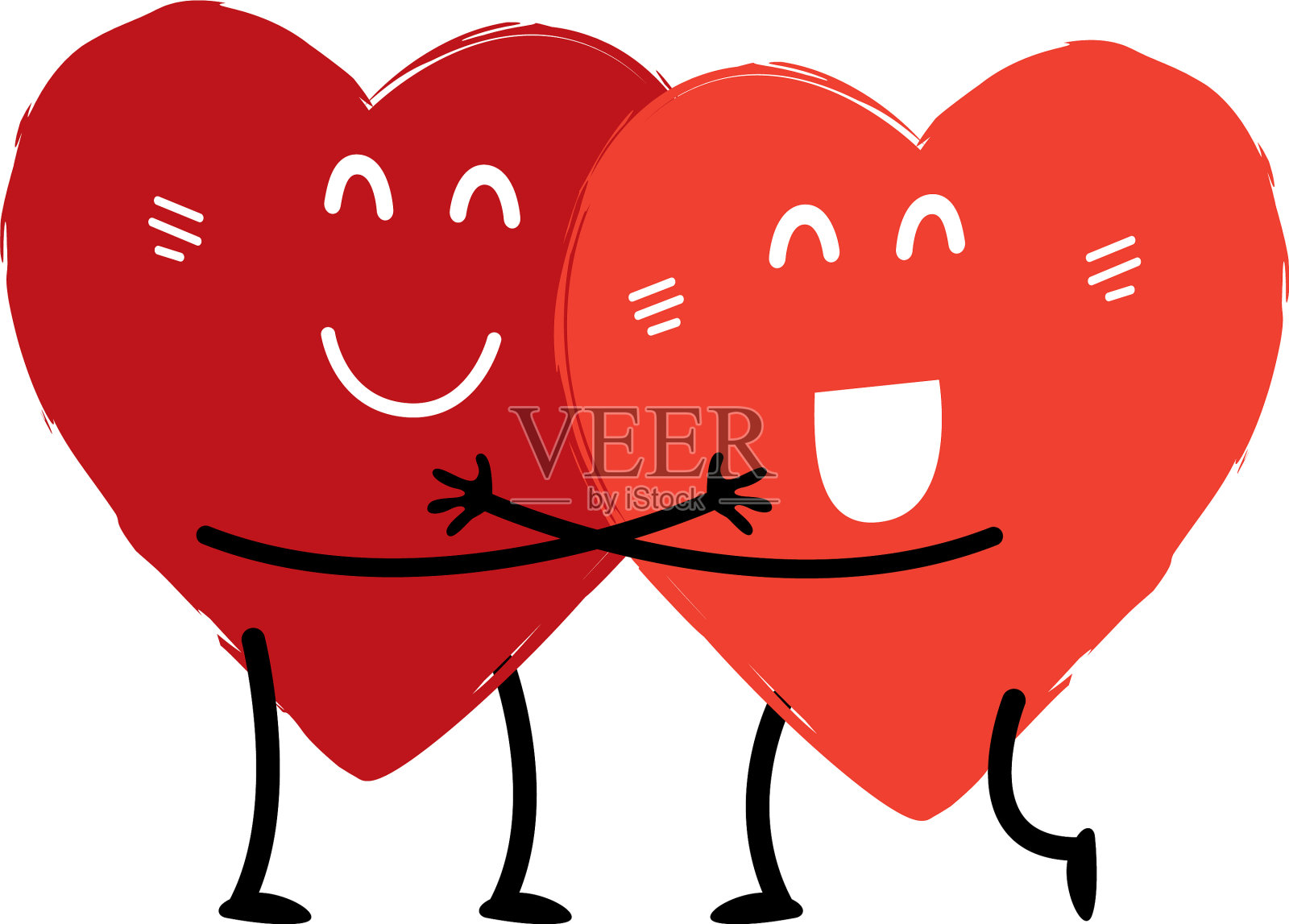 情侣在爱的概念两个可爱的心拥抱设计元素图片