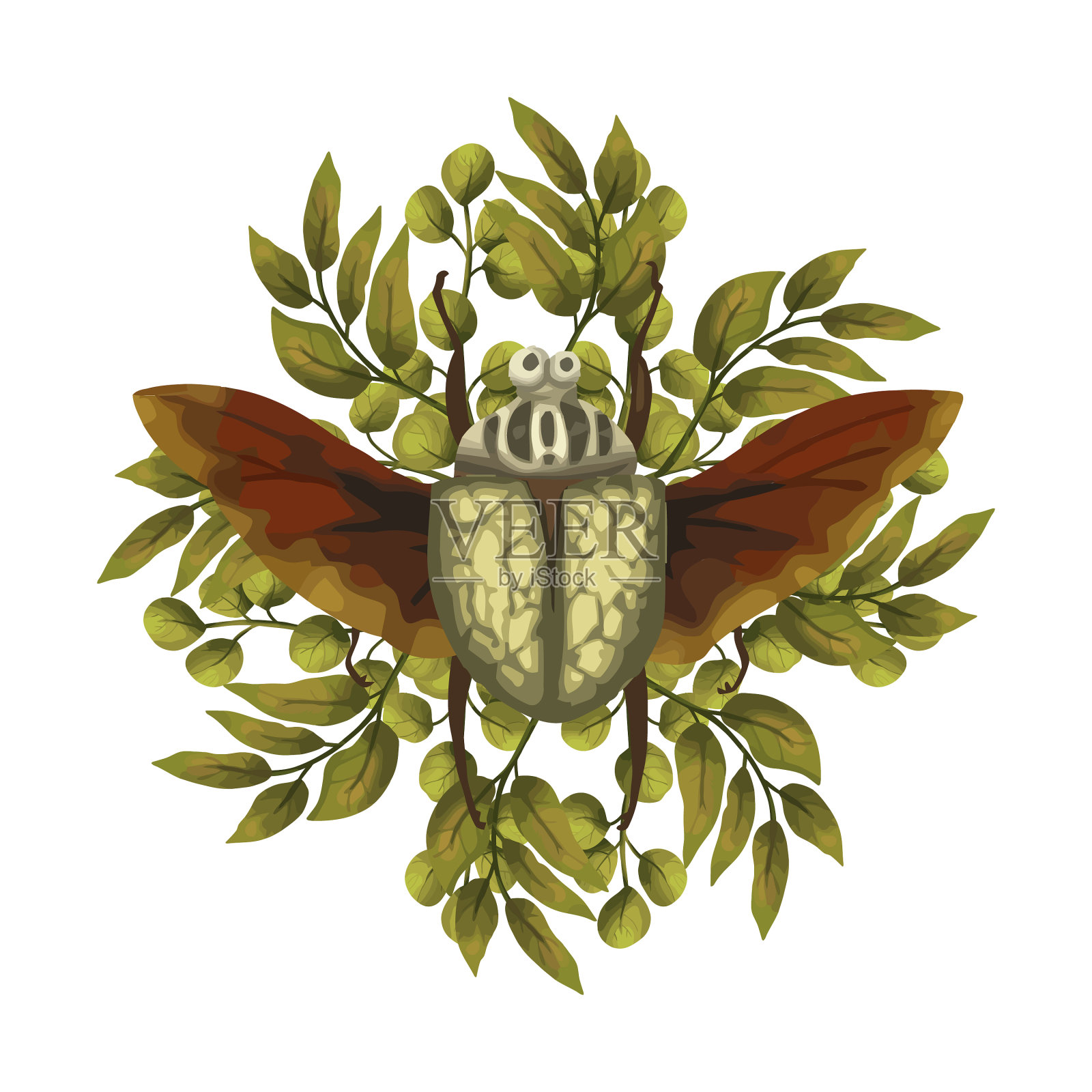 甲虫是有翅膀的大力士昆虫设计元素图片