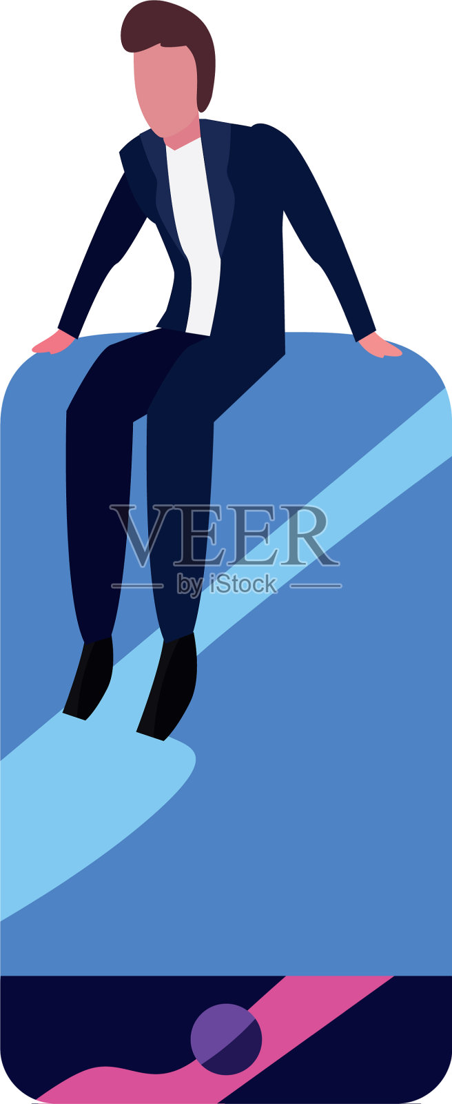 商人坐在手机前设计元素图片