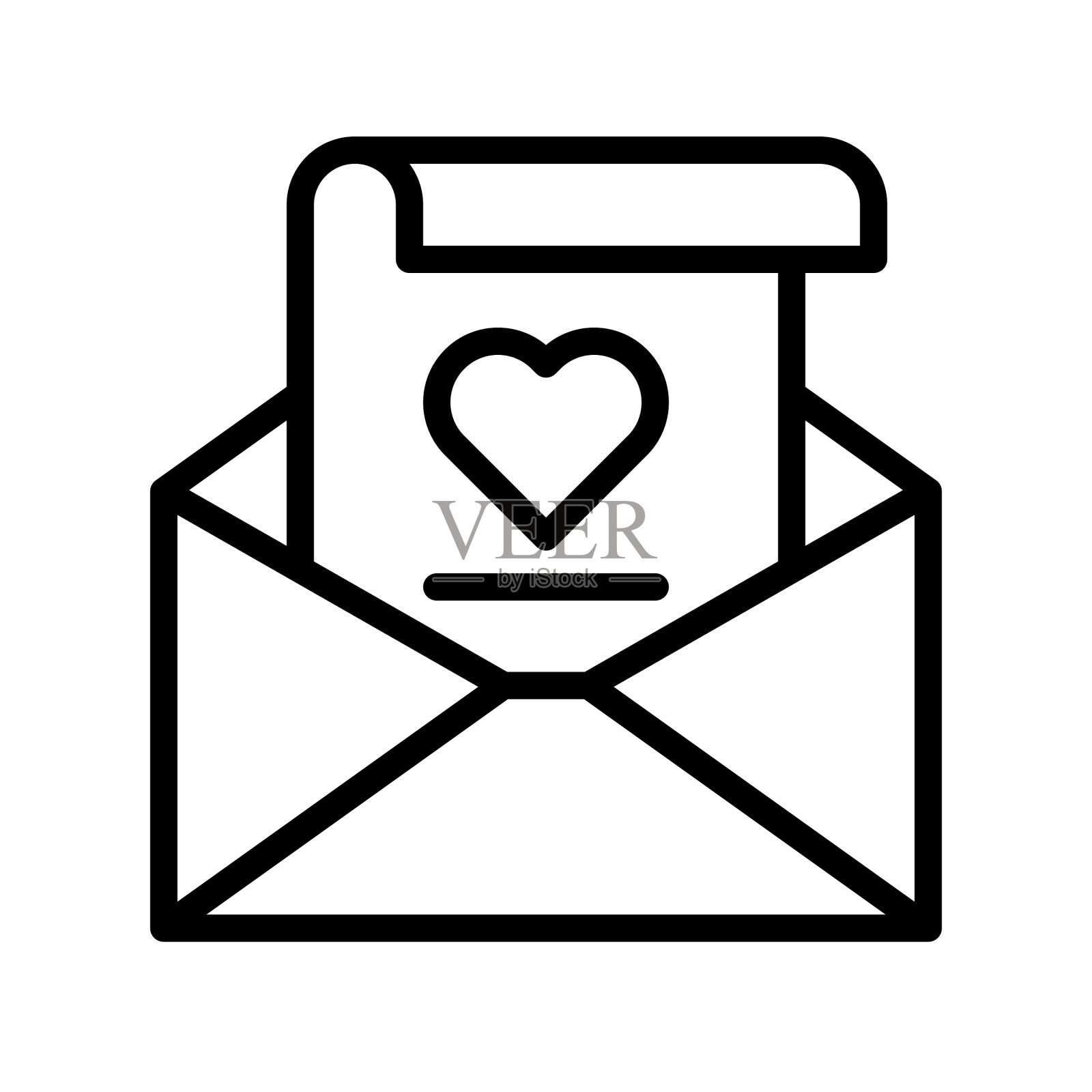 邮件情人节和爱情相关的线图标图标素材