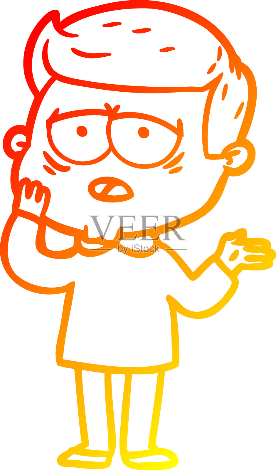 温暖的梯度线画累了卡通人设计元素图片