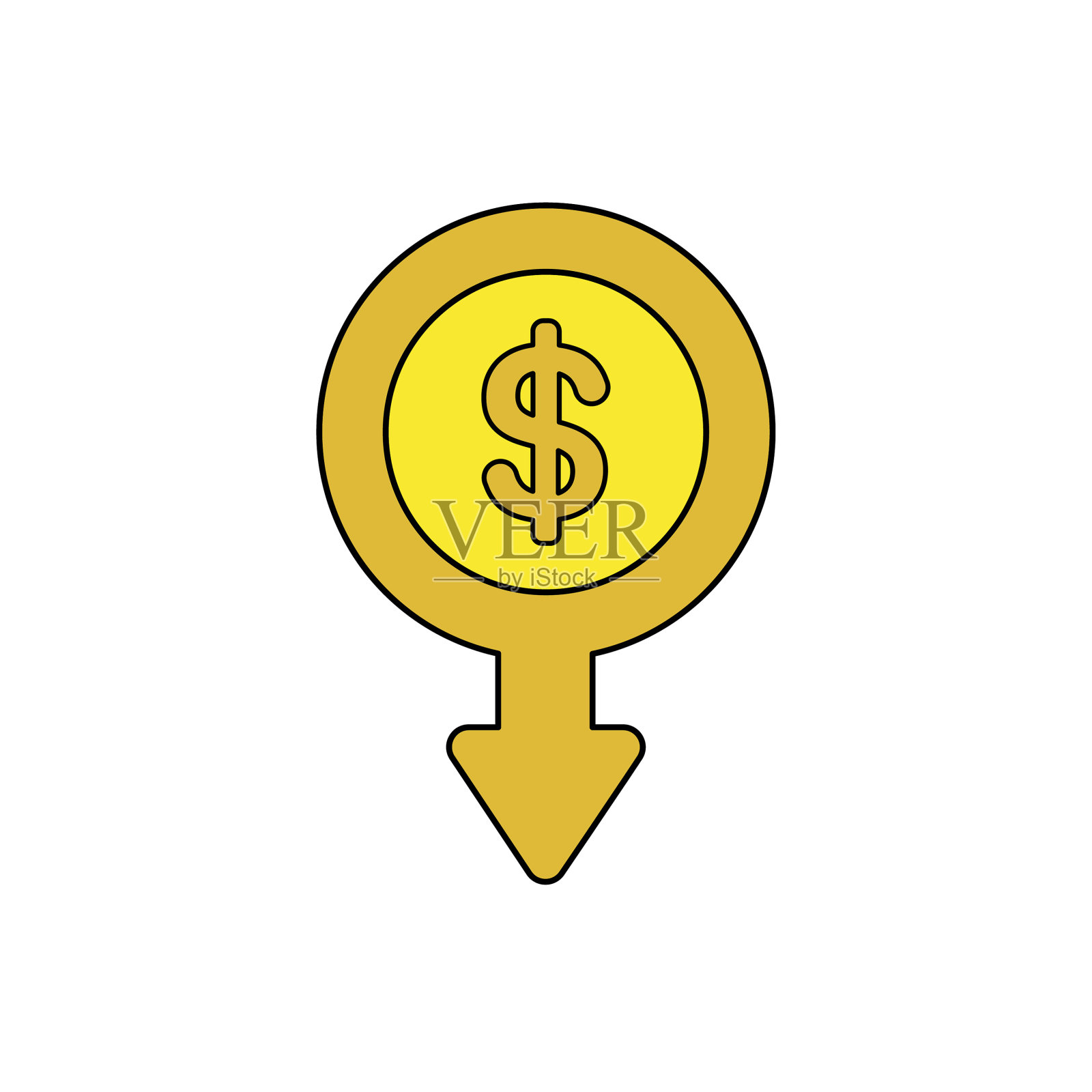 图标概念美元货币硬币与箭头图标素材