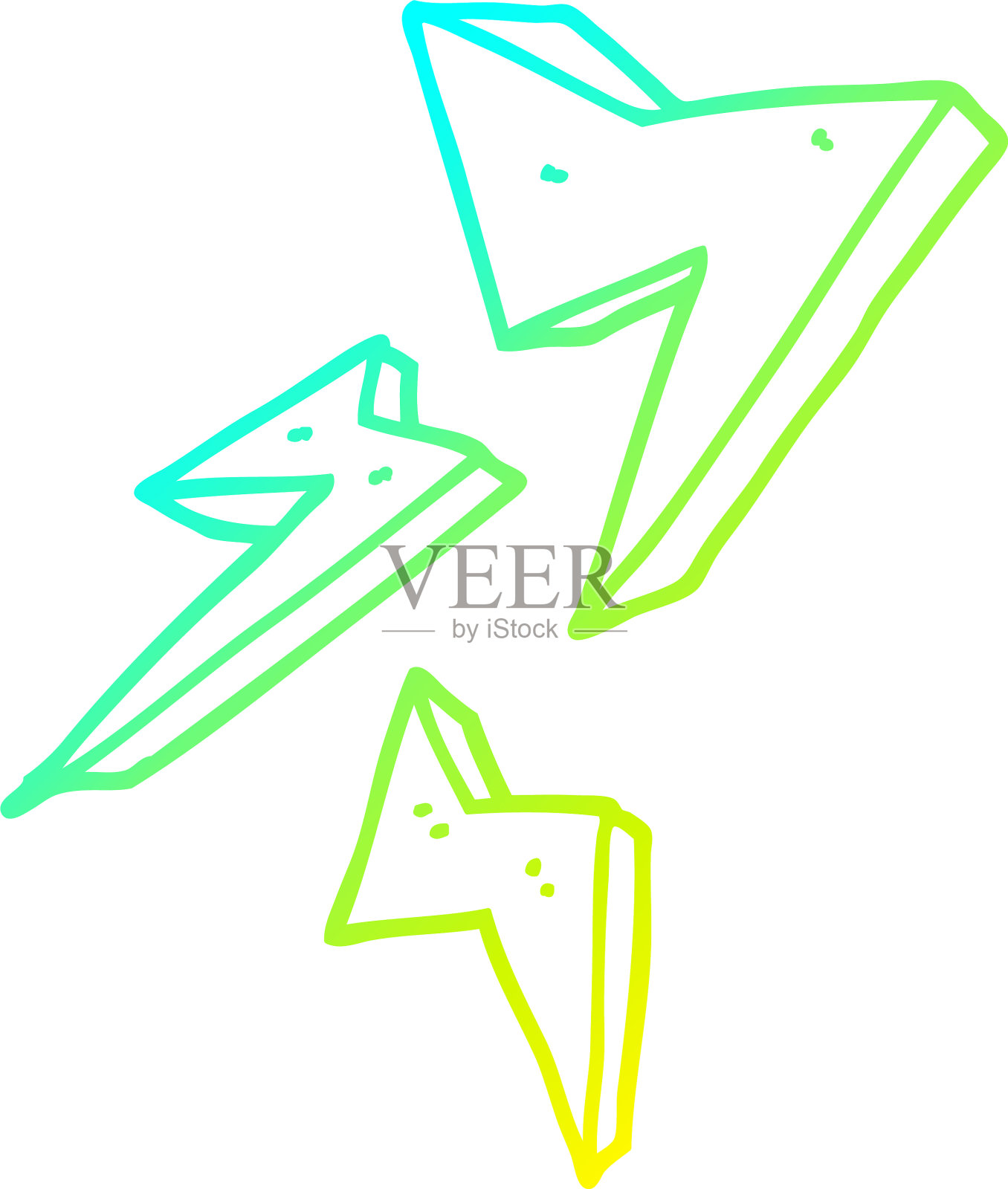 冷梯度线绘制卡通闪电螺栓设计元素图片