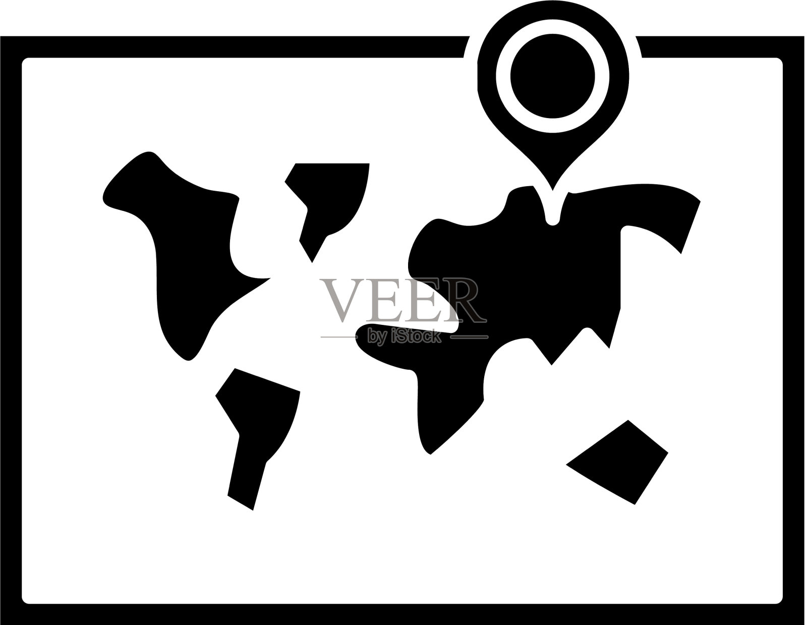 世界地图黑色图标标志上孤立设计元素图片