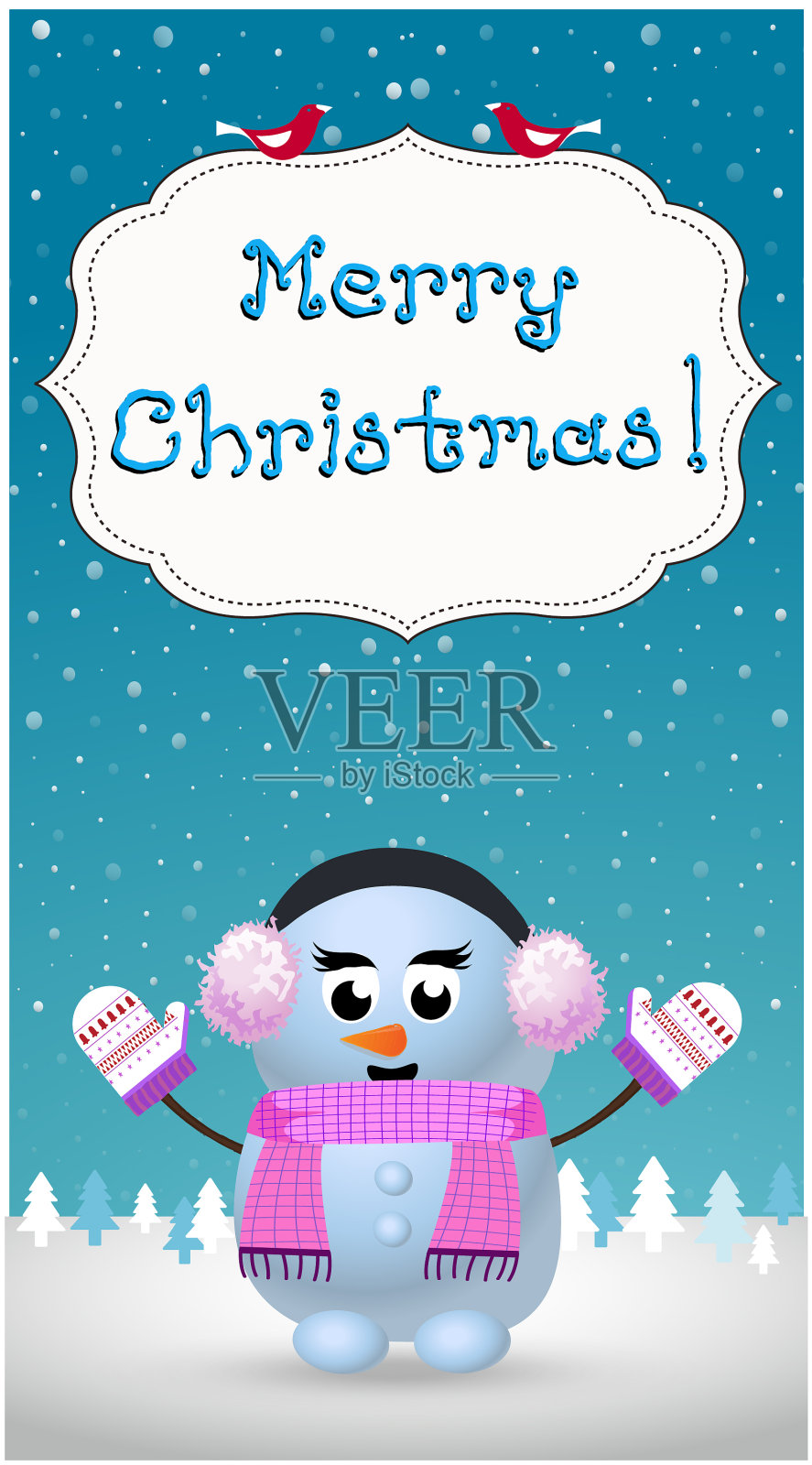 可爱的卡通圣诞贺卡设计模板素材