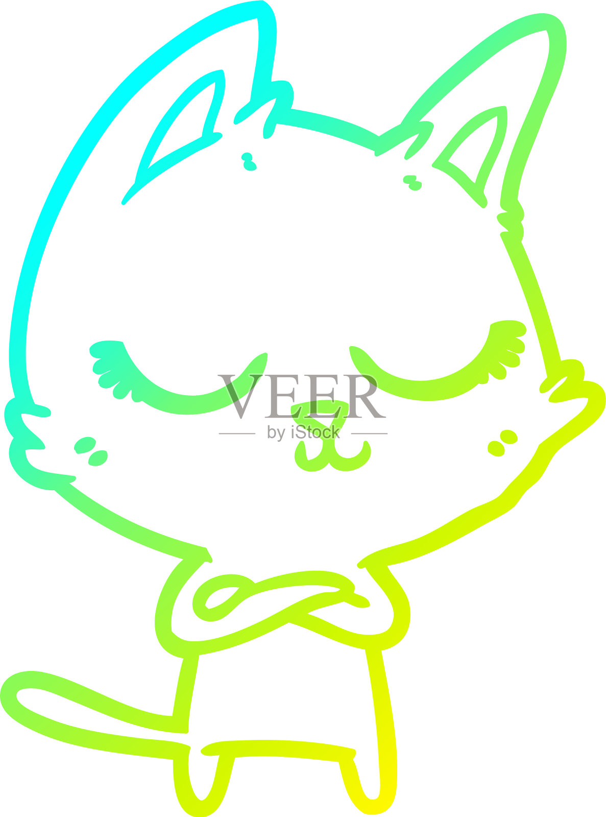 冷梯度线画冷静卡通猫设计元素图片