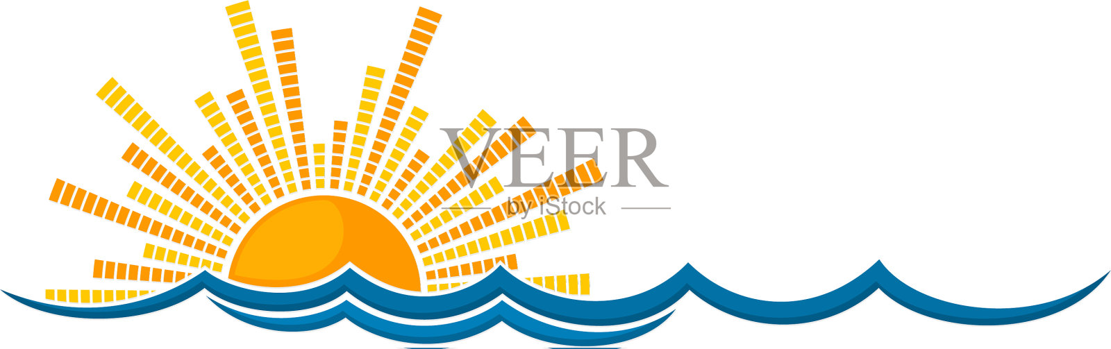 太阳和海洋的象征设计元素图片