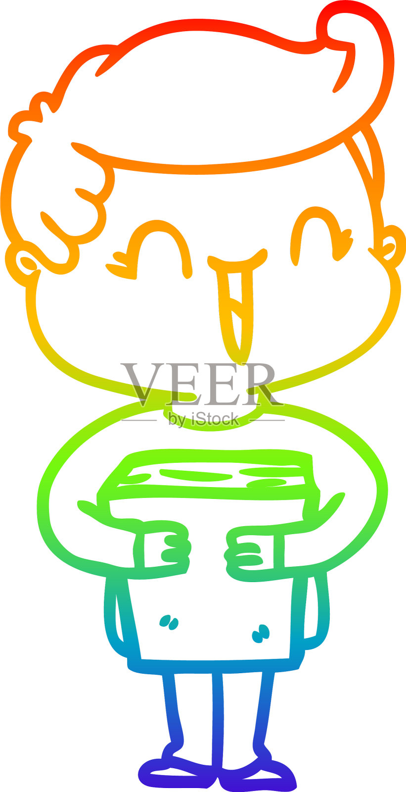 彩虹渐变线画卡通笑男孩设计元素图片