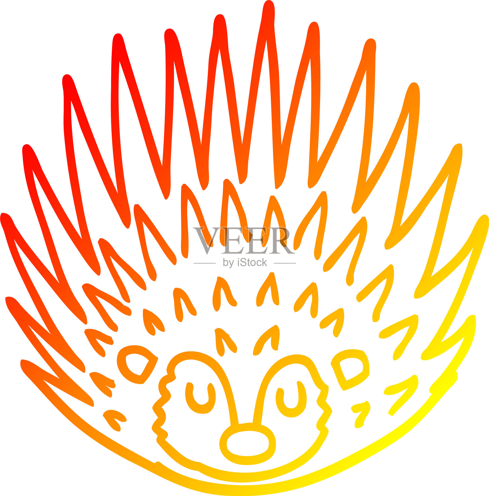 暖梯度线绘制卡通刺猬尖设计元素图片