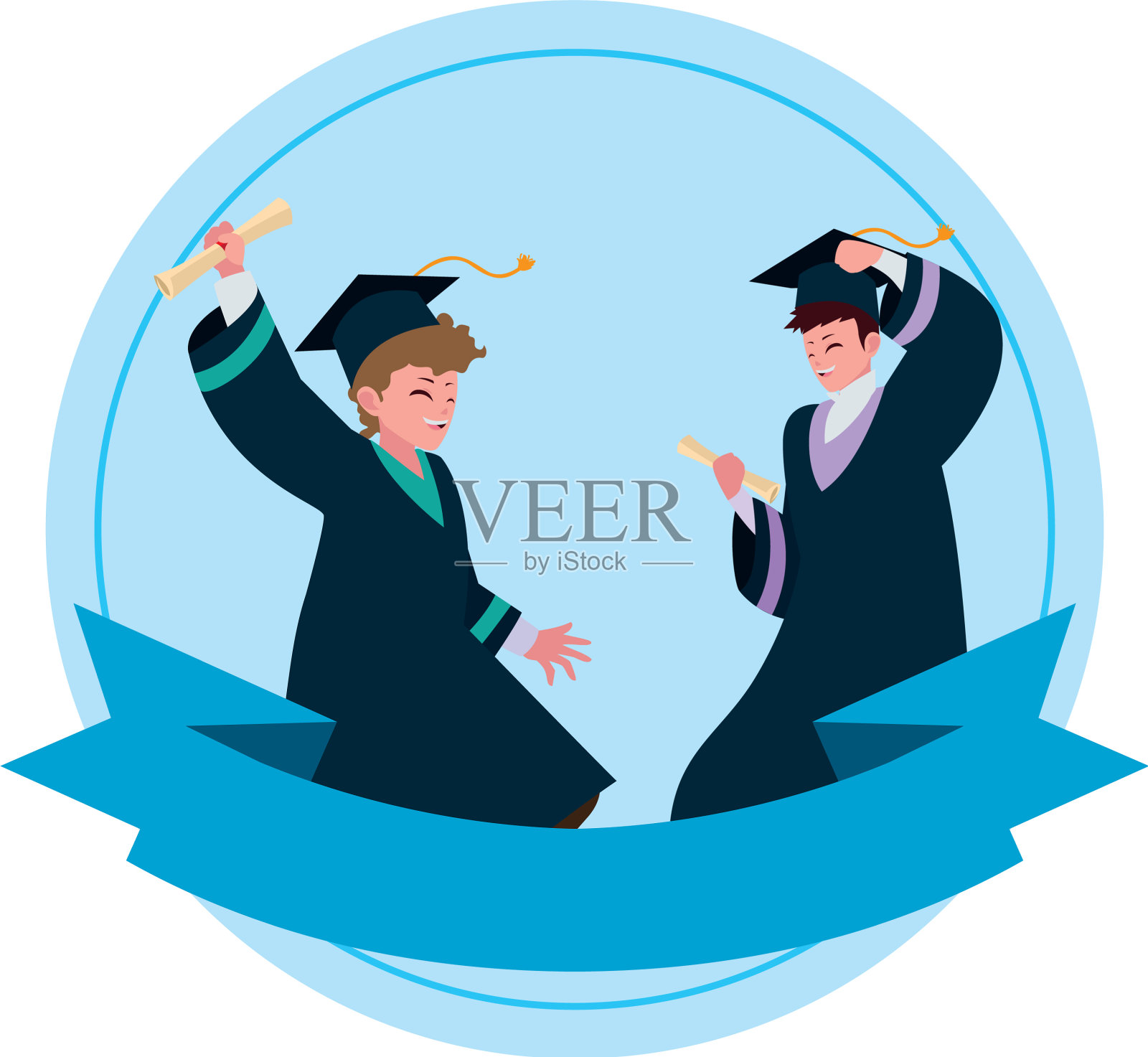 快乐的学生男孩毕业庆祝设计元素图片