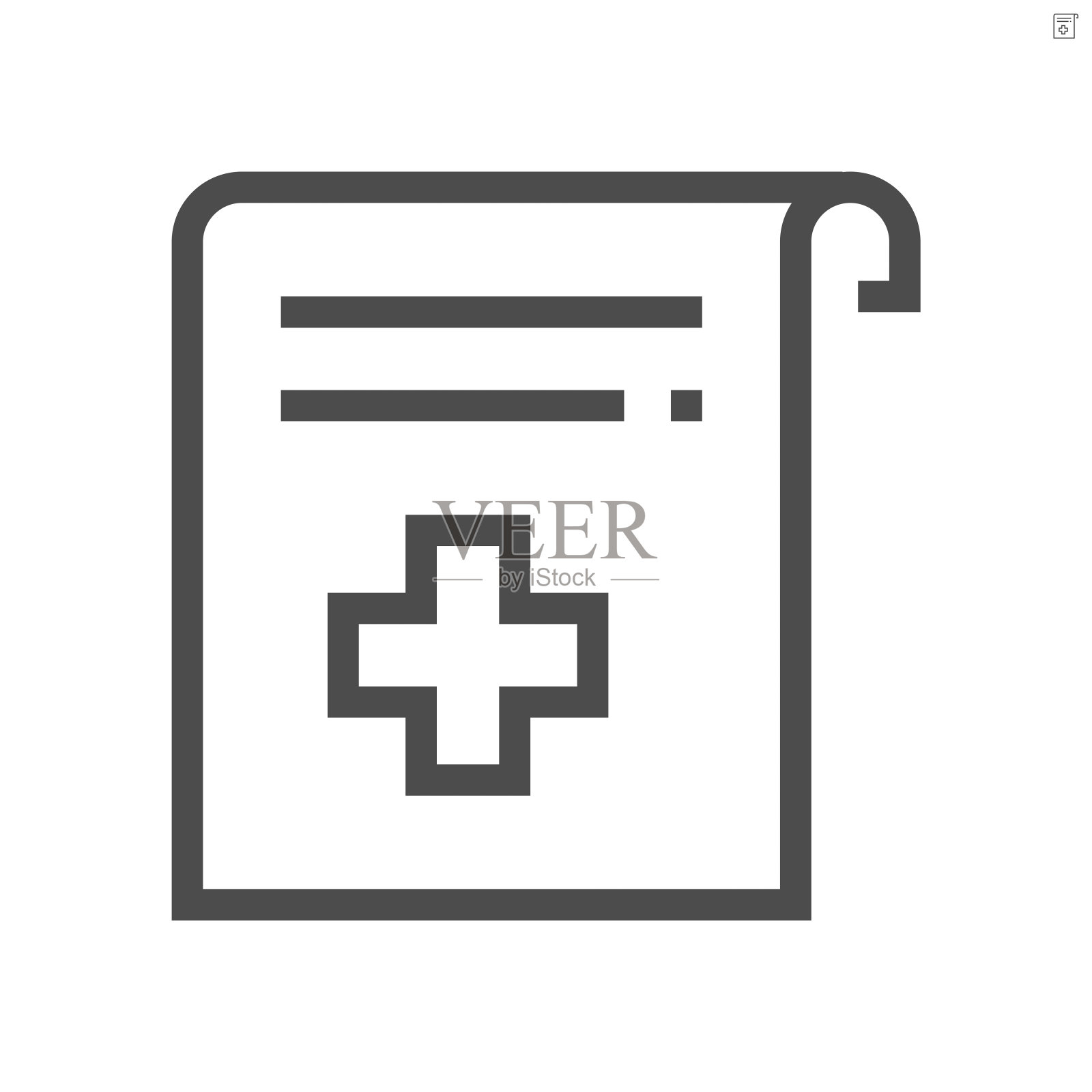 医疗证书矢量图标设计，48x48像素完美，可编辑的笔画。图标素材