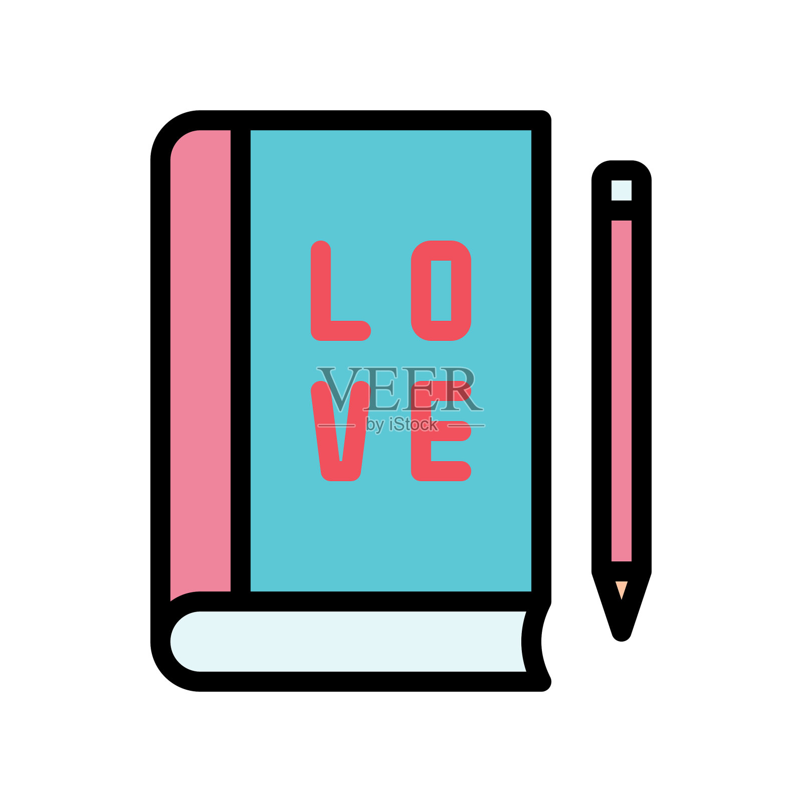 情人节的爱情日记和爱情相关充满了图标素材