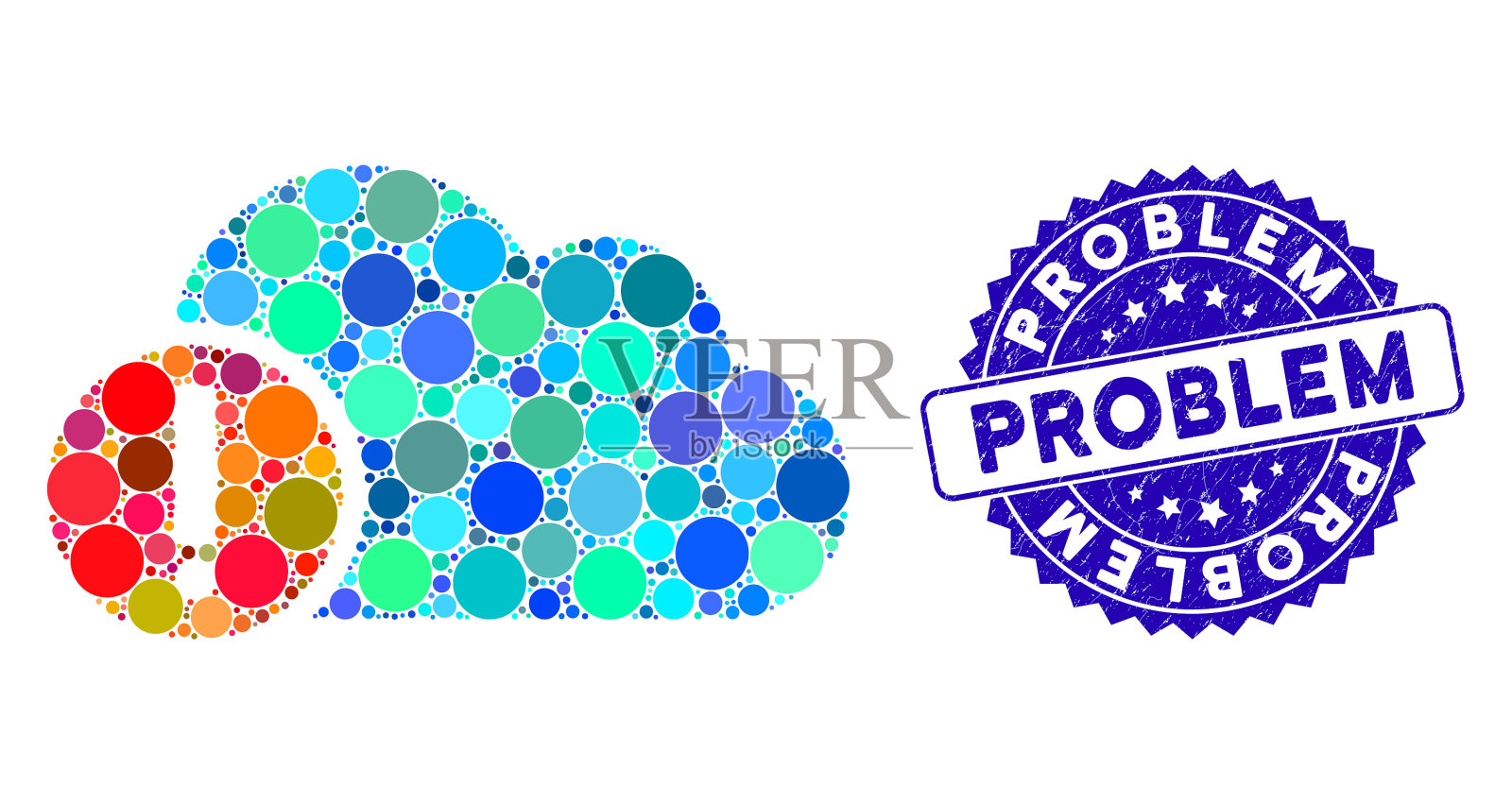 马赛克问题图标与垃圾问题邮票插画图片素材