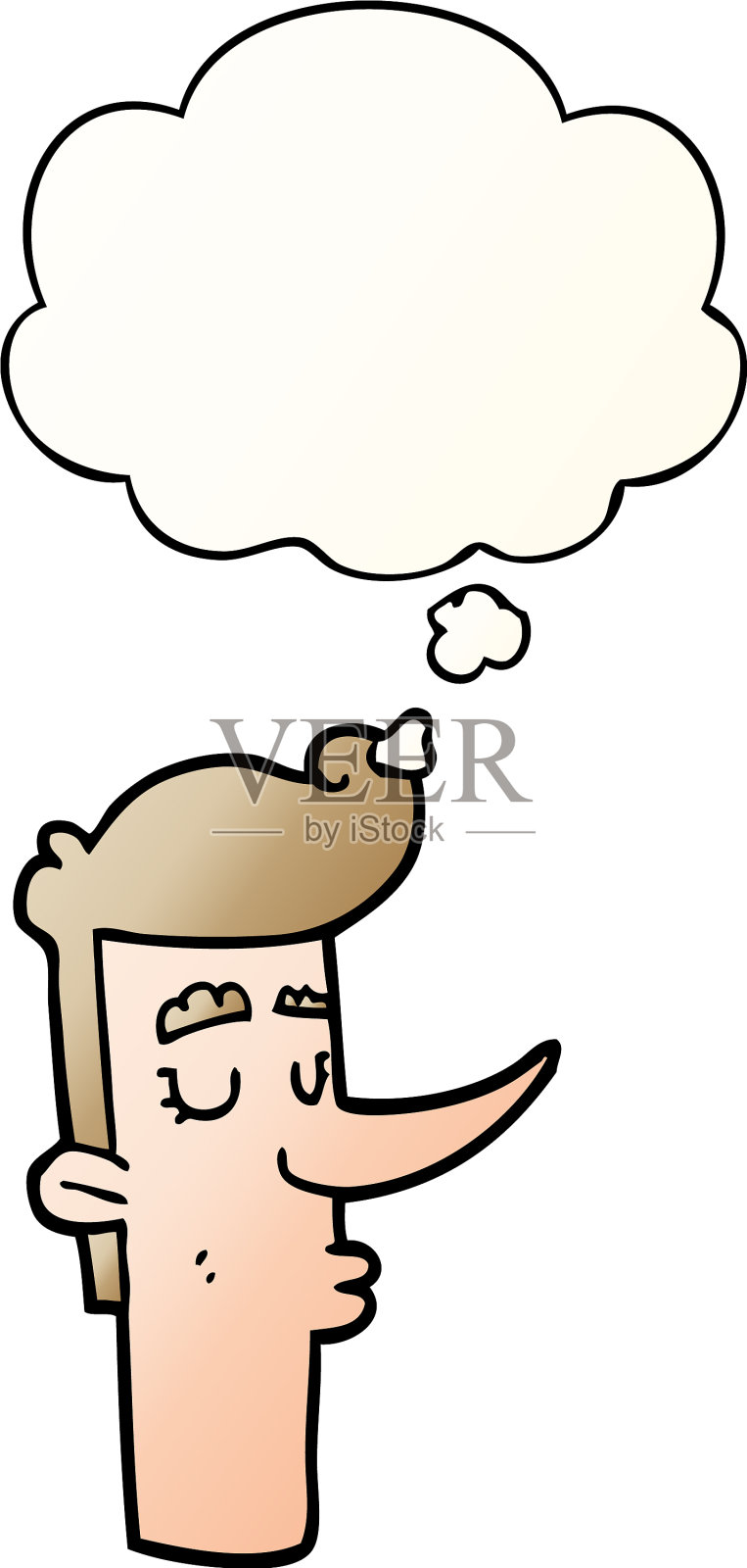 卡通傲慢的男人和思想泡沫在顺利设计元素图片