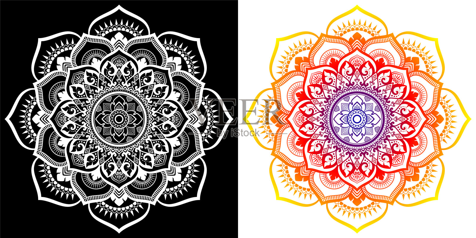 将泰国艺术图案运用于曼荼罗风格插画图片素材