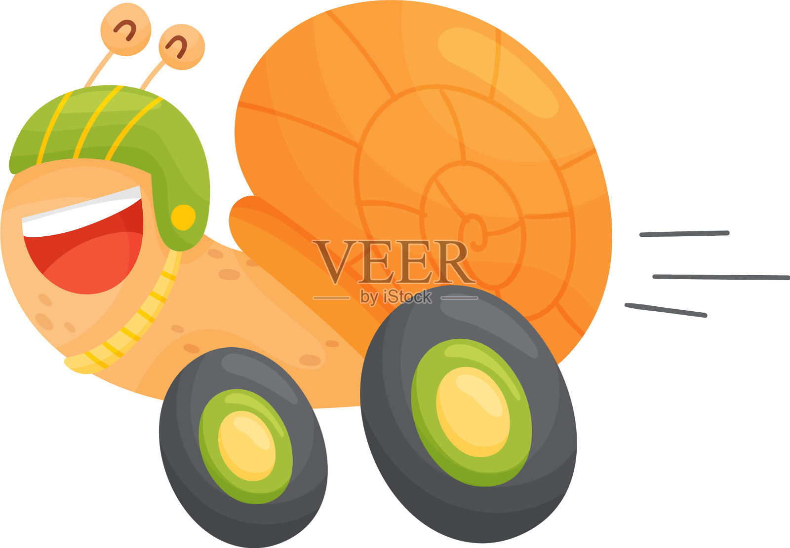 有轮子的快蜗牛卡通插画图片素材