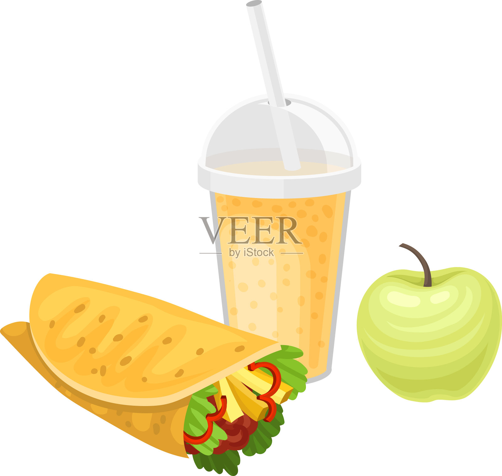 零食和三明治的外卖产品插画图片素材