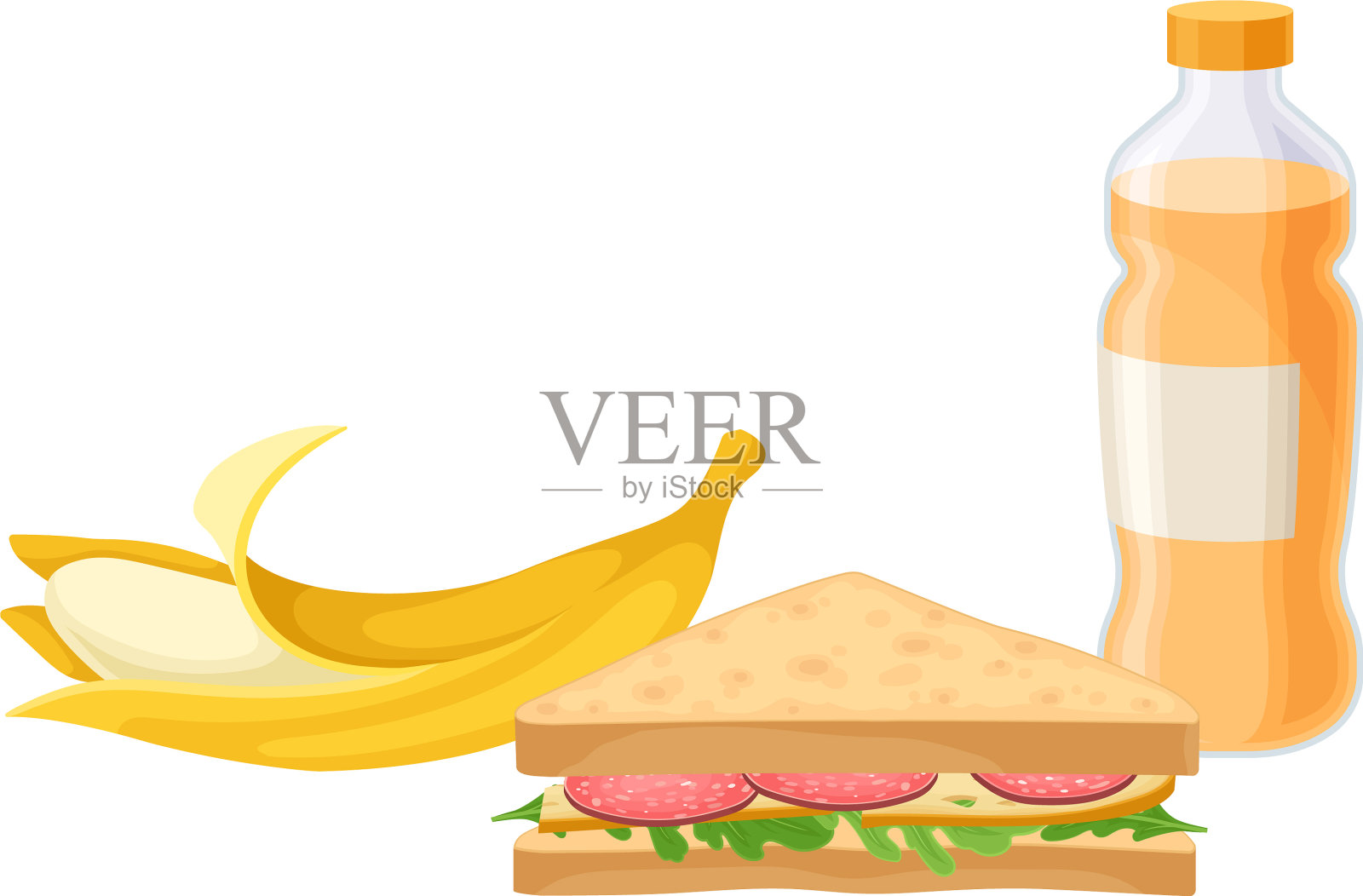 零食和三明治的外卖产品插画图片素材