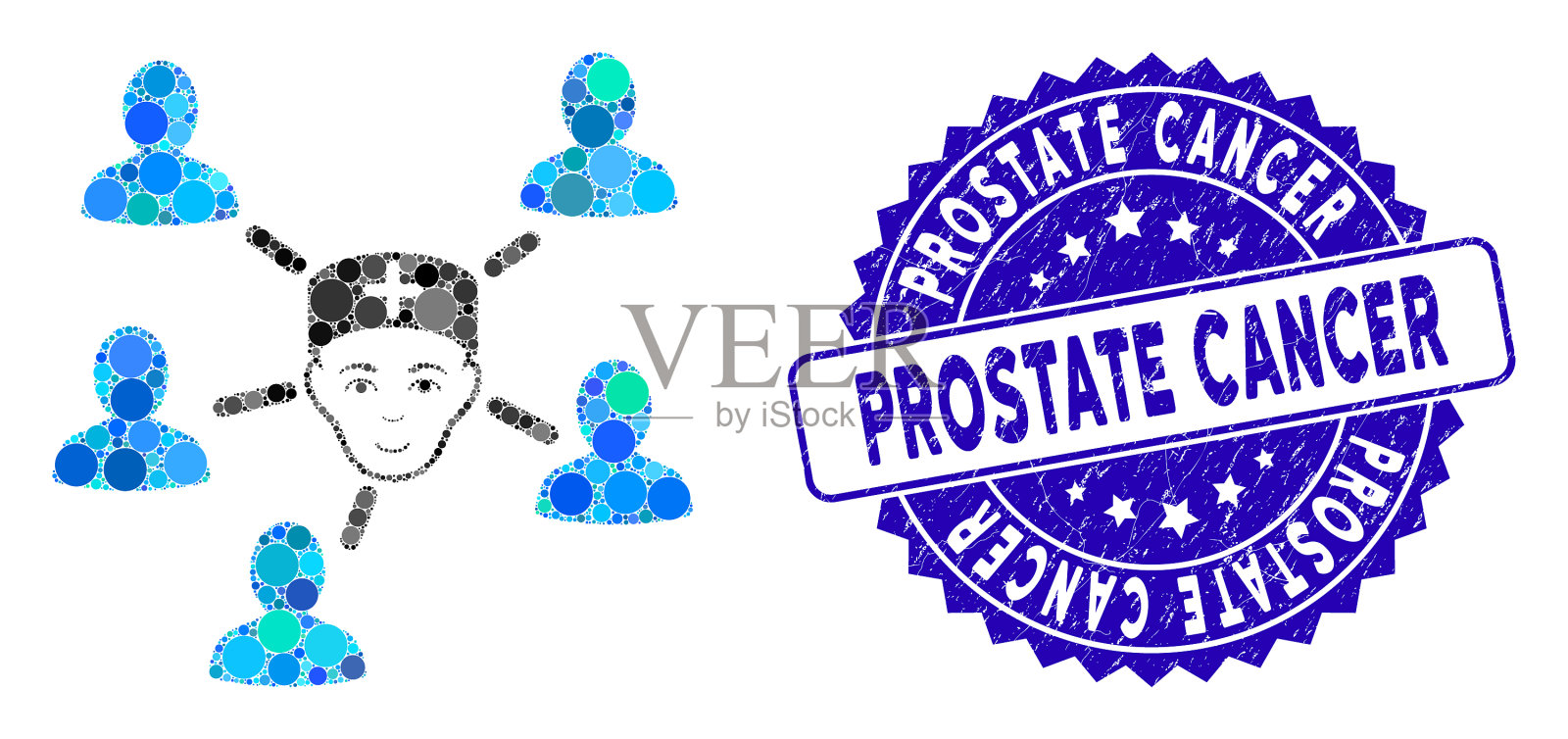 马赛克医生联系病人图标与痛苦插画图片素材