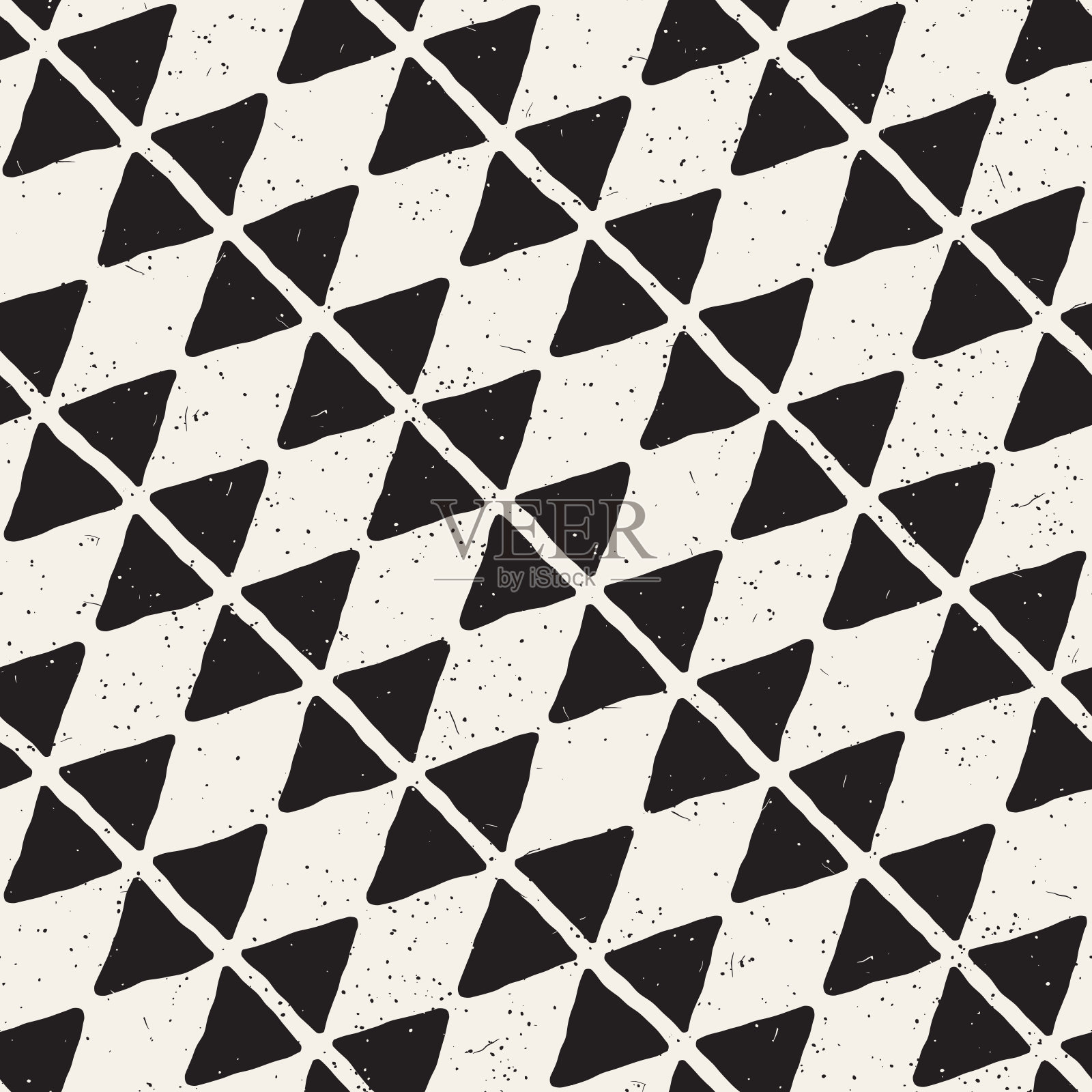 手绘抽象无缝黑白图案。复古垃圾摇滚徒手锯齿纹纹理。插画图片素材
