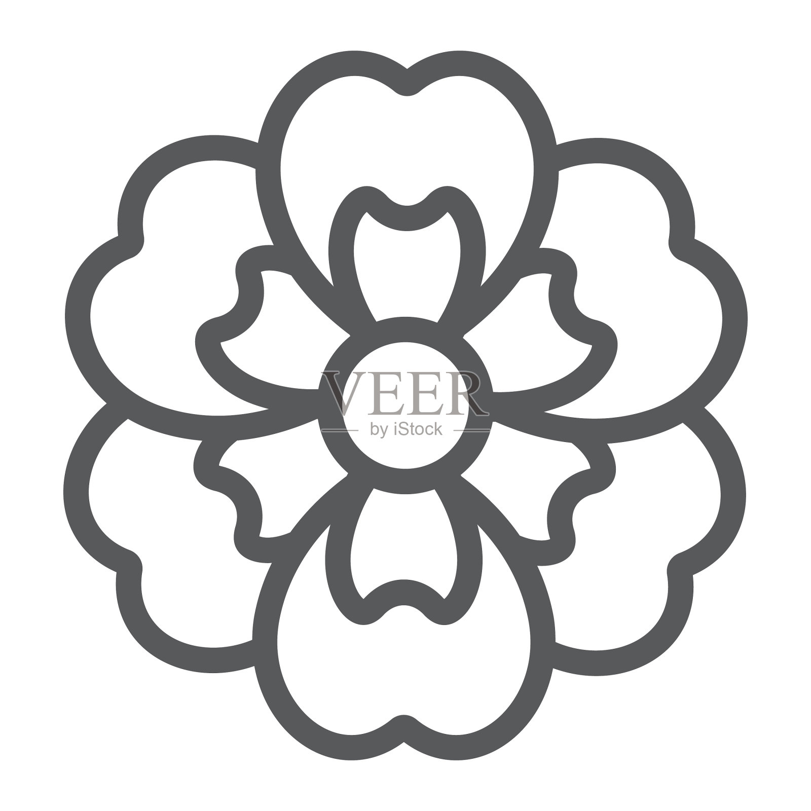 花线图标开花和植物花卉标志设计元素图片