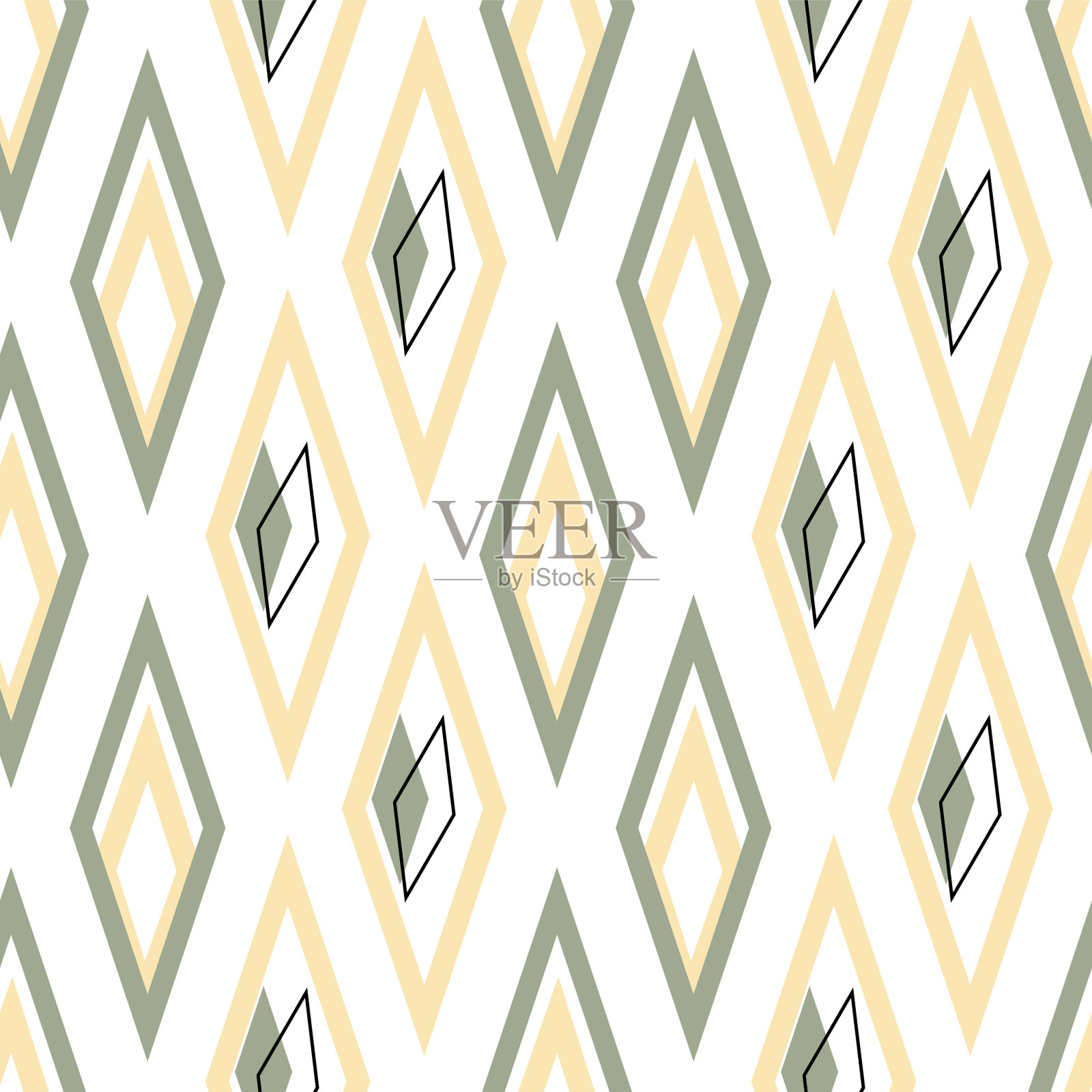 不同步的绿色和黄色钻石在白色插画图片素材